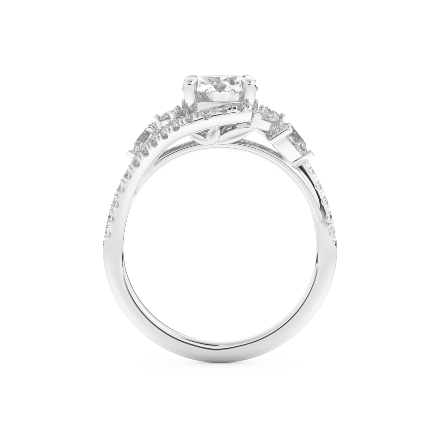 Round Cut 1.0 Carat Moissanite Ring – Cluster Setting in Gold