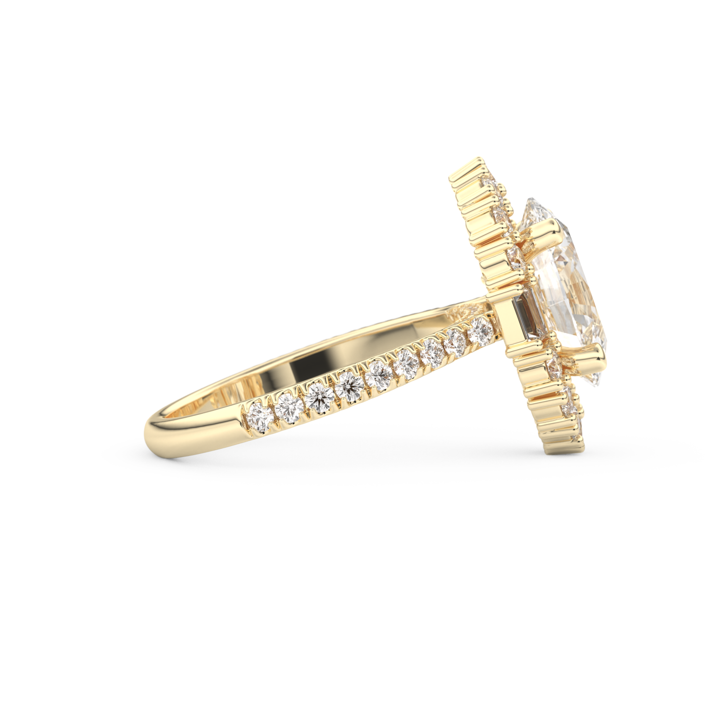 Oval Cut 2.39 Carat Moissanite Ring – Cluster Setting in Gold