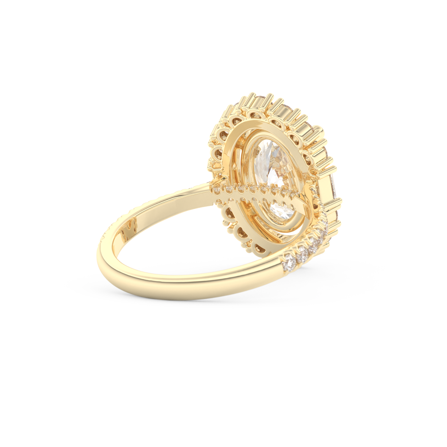Oval Cut 2.39 Carat Moissanite Ring – Cluster Setting in Gold