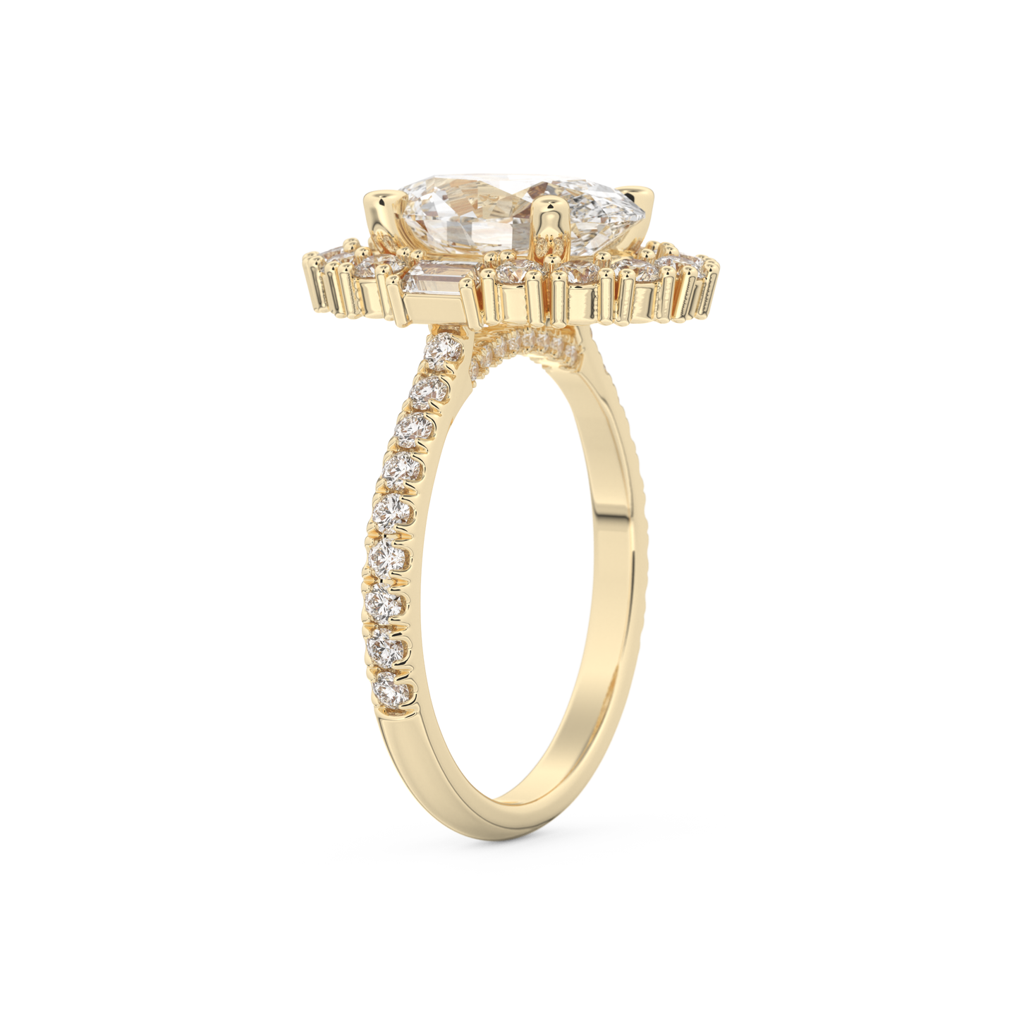 Oval Cut 2.39 Carat Moissanite Ring – Cluster Setting in Gold