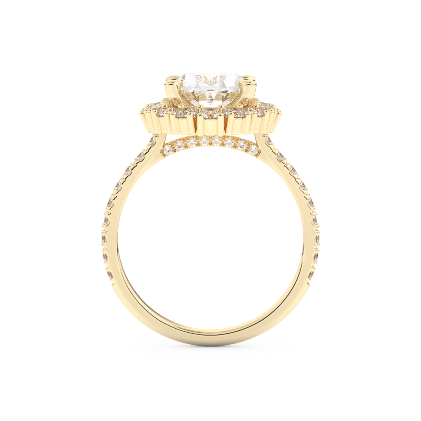 Oval Cut 2.39 Carat Moissanite Ring – Cluster Setting in Gold
