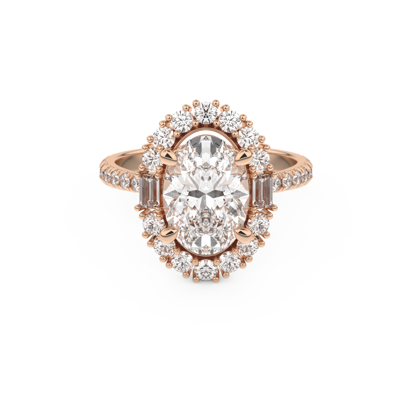 Oval Cut 2.39 Carat Moissanite Ring – Cluster Setting in Gold