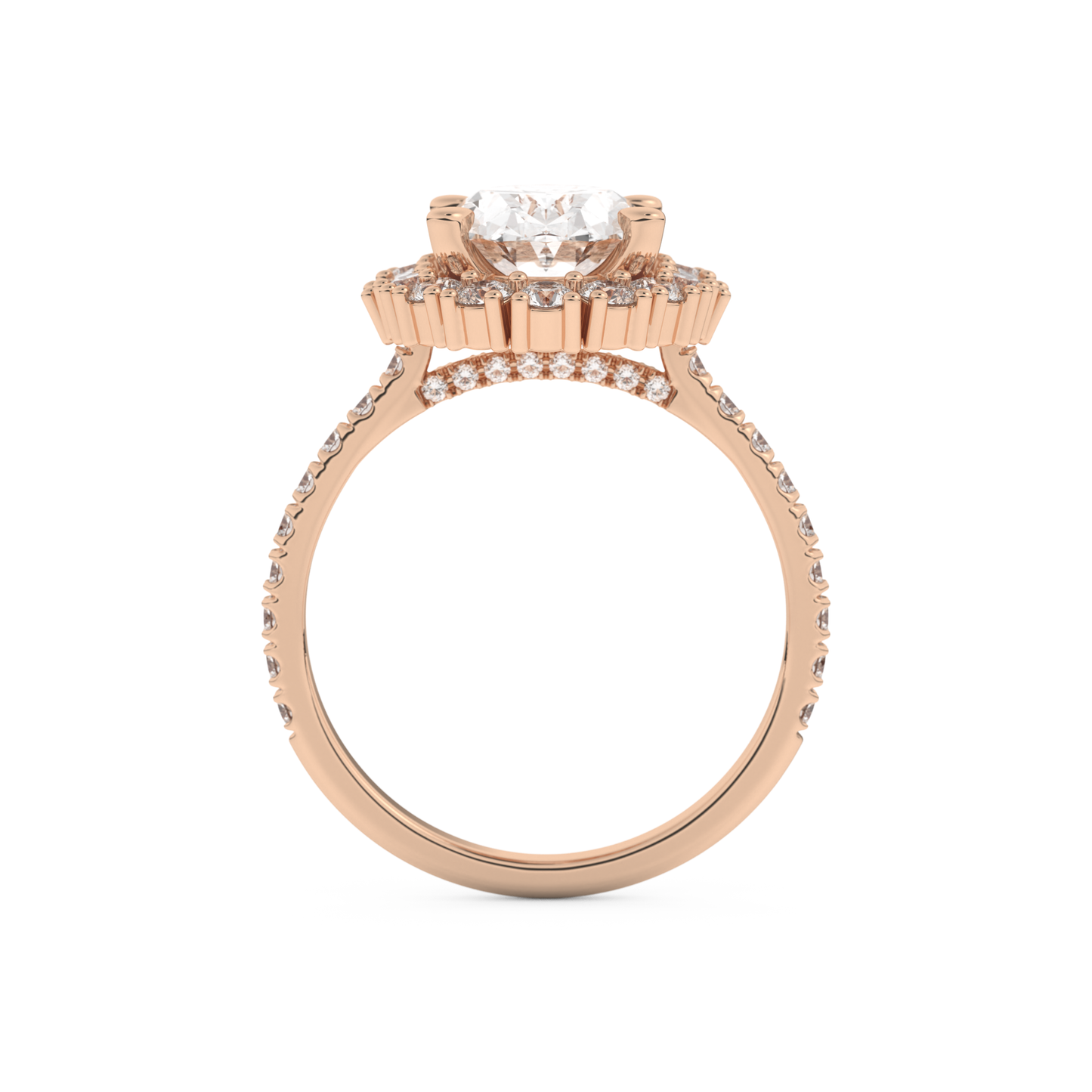 Oval Cut 2.39 Carat Moissanite Ring – Cluster Setting in Gold