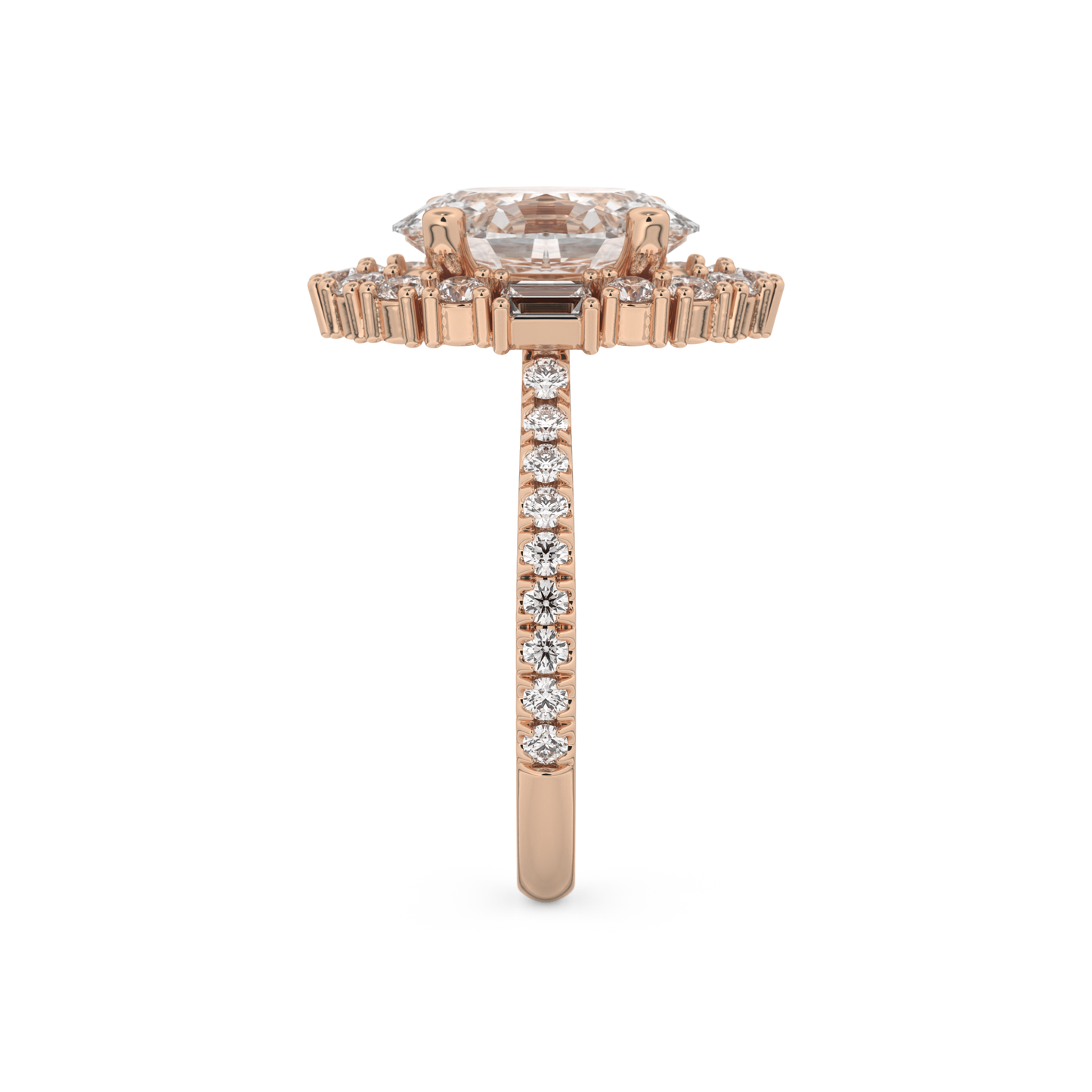 Oval Cut 2.39 Carat Moissanite Ring – Cluster Setting in Gold