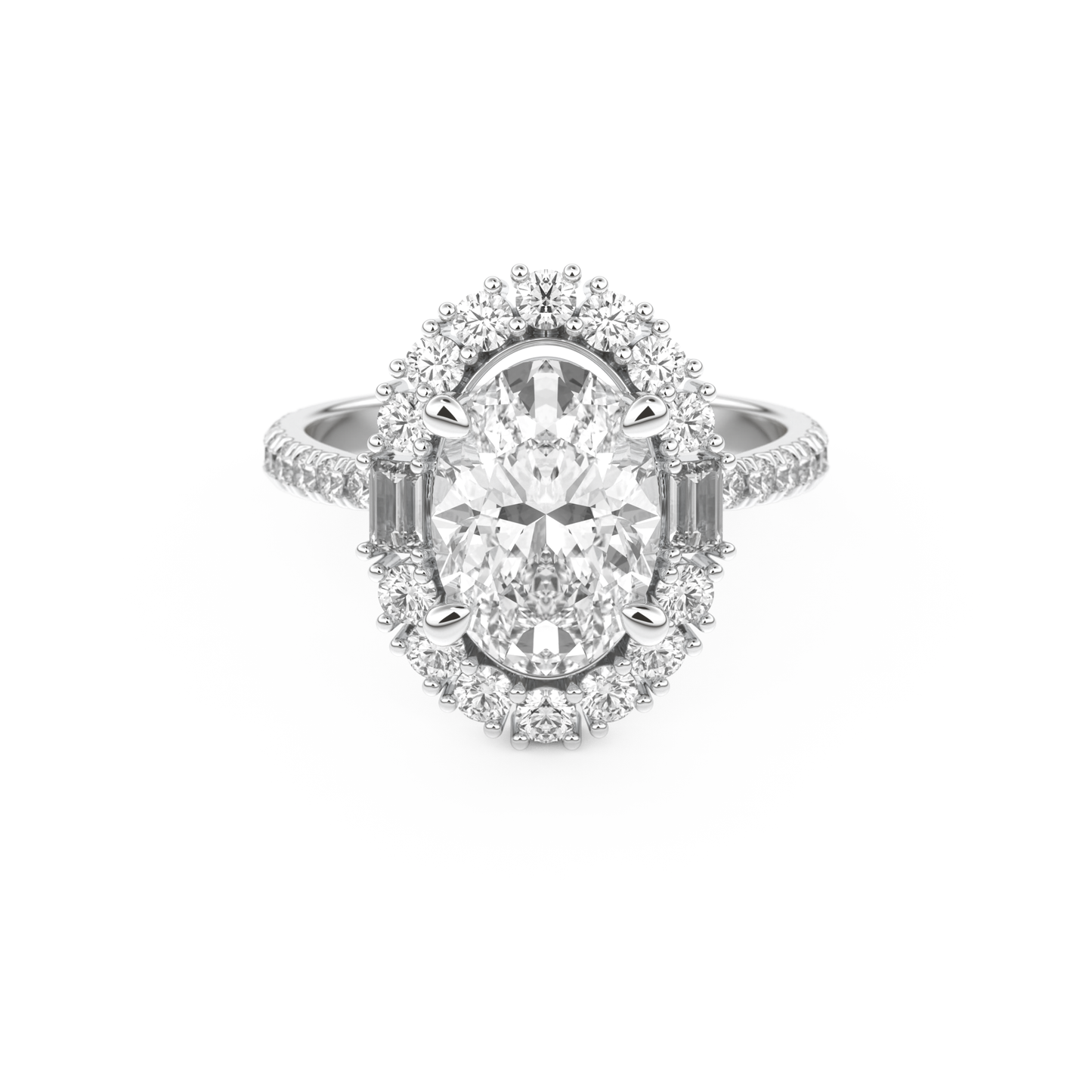 Oval Cut 2.39 Carat Moissanite Ring – Cluster Setting in Gold