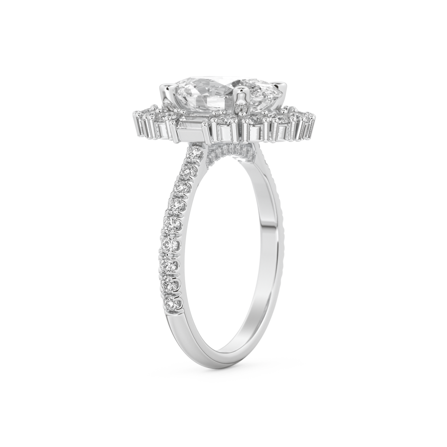 Oval Cut 2.39 Carat Moissanite Ring – Cluster Setting in Gold