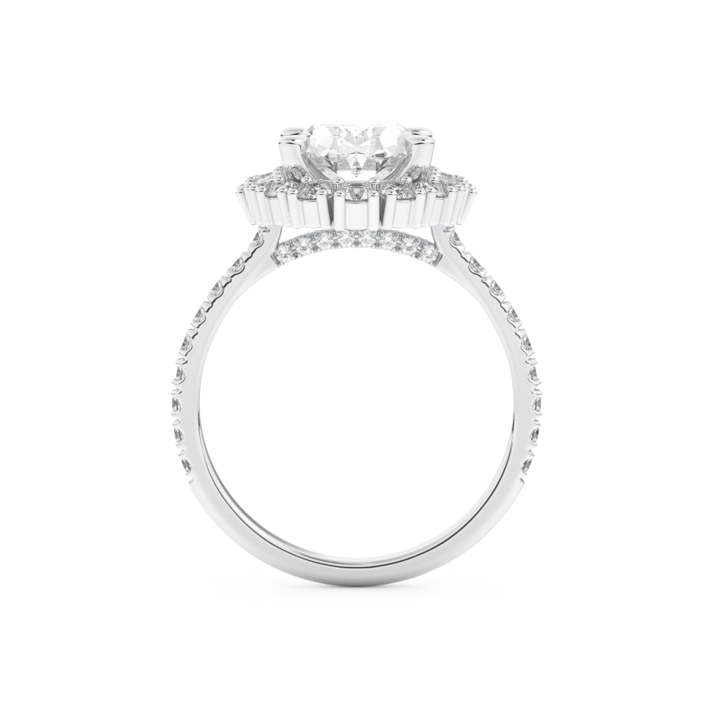 Oval Cut 2.39 Carat Moissanite Ring – Cluster Setting in Gold