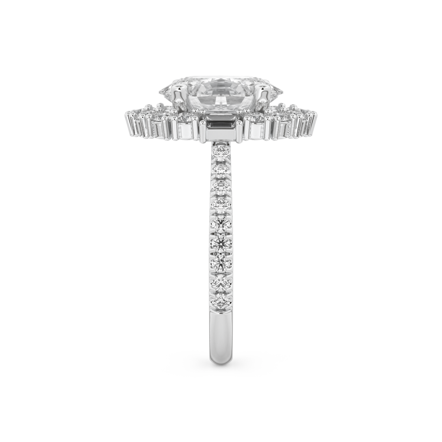 Oval Cut 2.39 Carat Moissanite Ring – Cluster Setting in Gold