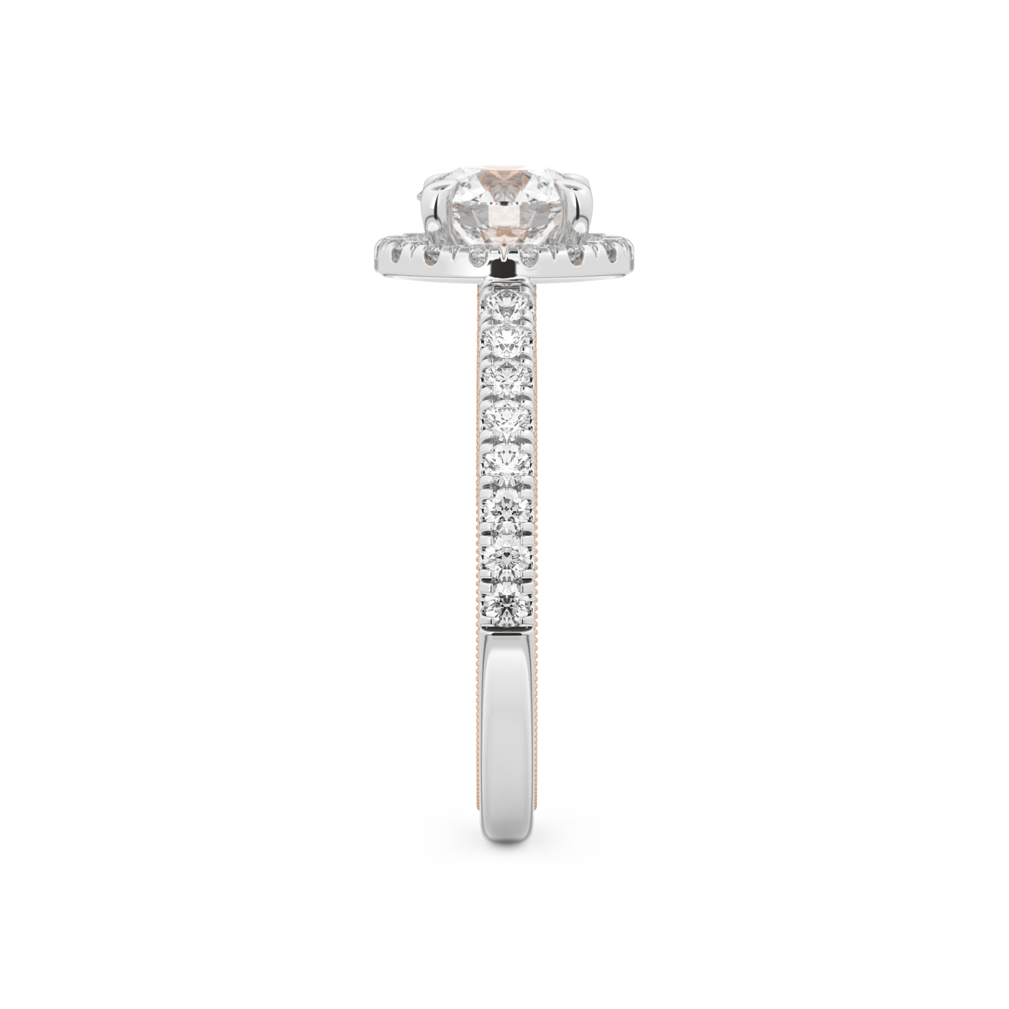 Round Cut 1.01 Carat Moissanite Ring – Halo and Pave Setting in Gold