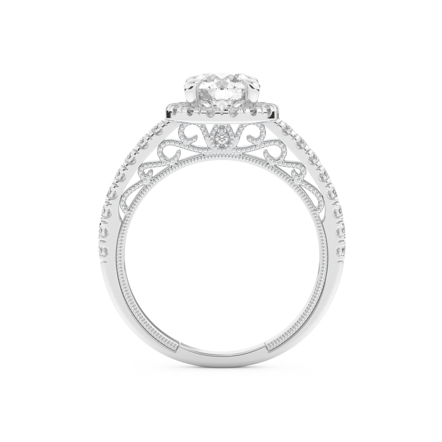 Round Cut 1.01 Carat Moissanite Ring – Halo and Pave Setting in Gold