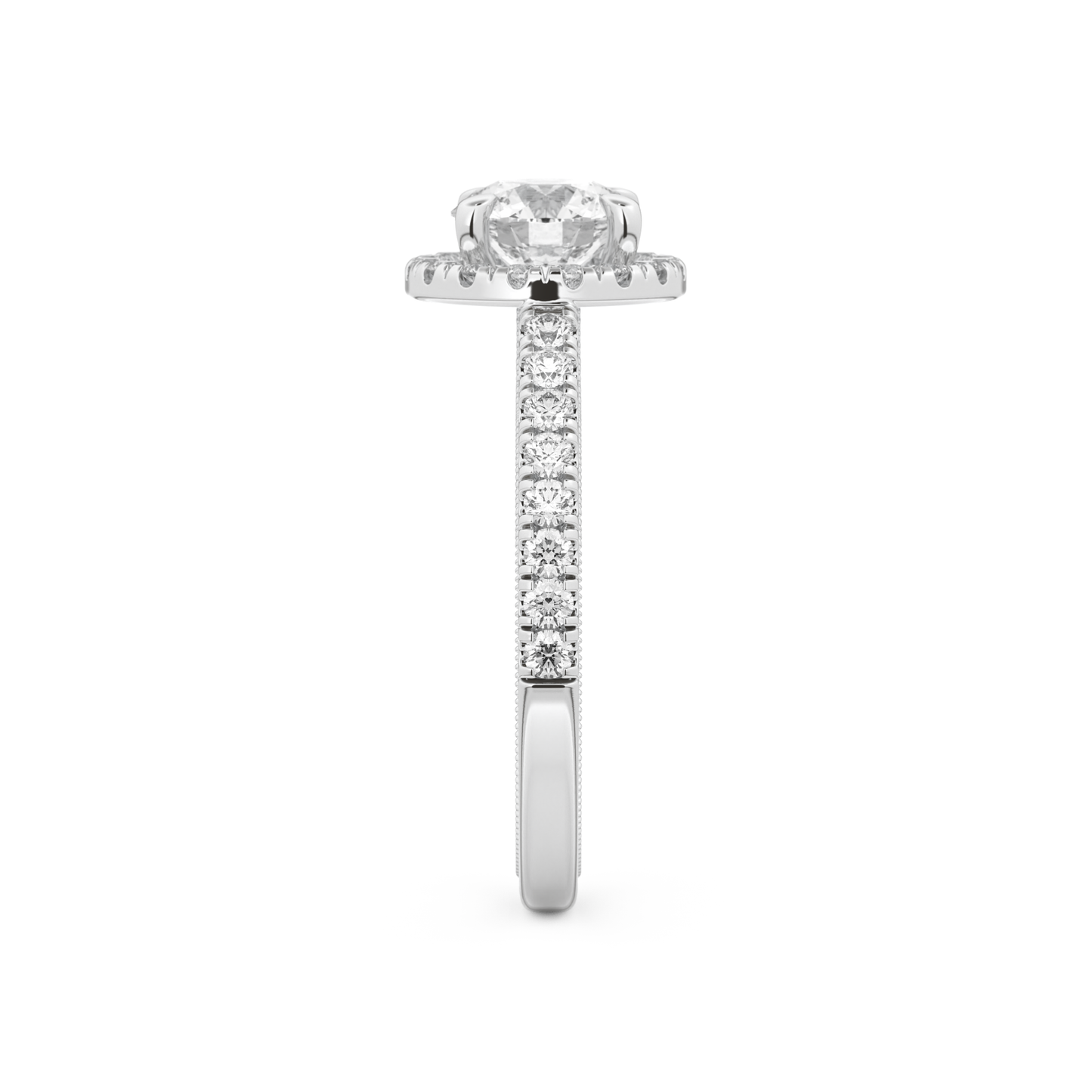 Round Cut 1.01 Carat Moissanite Ring – Halo and Pave Setting in Gold