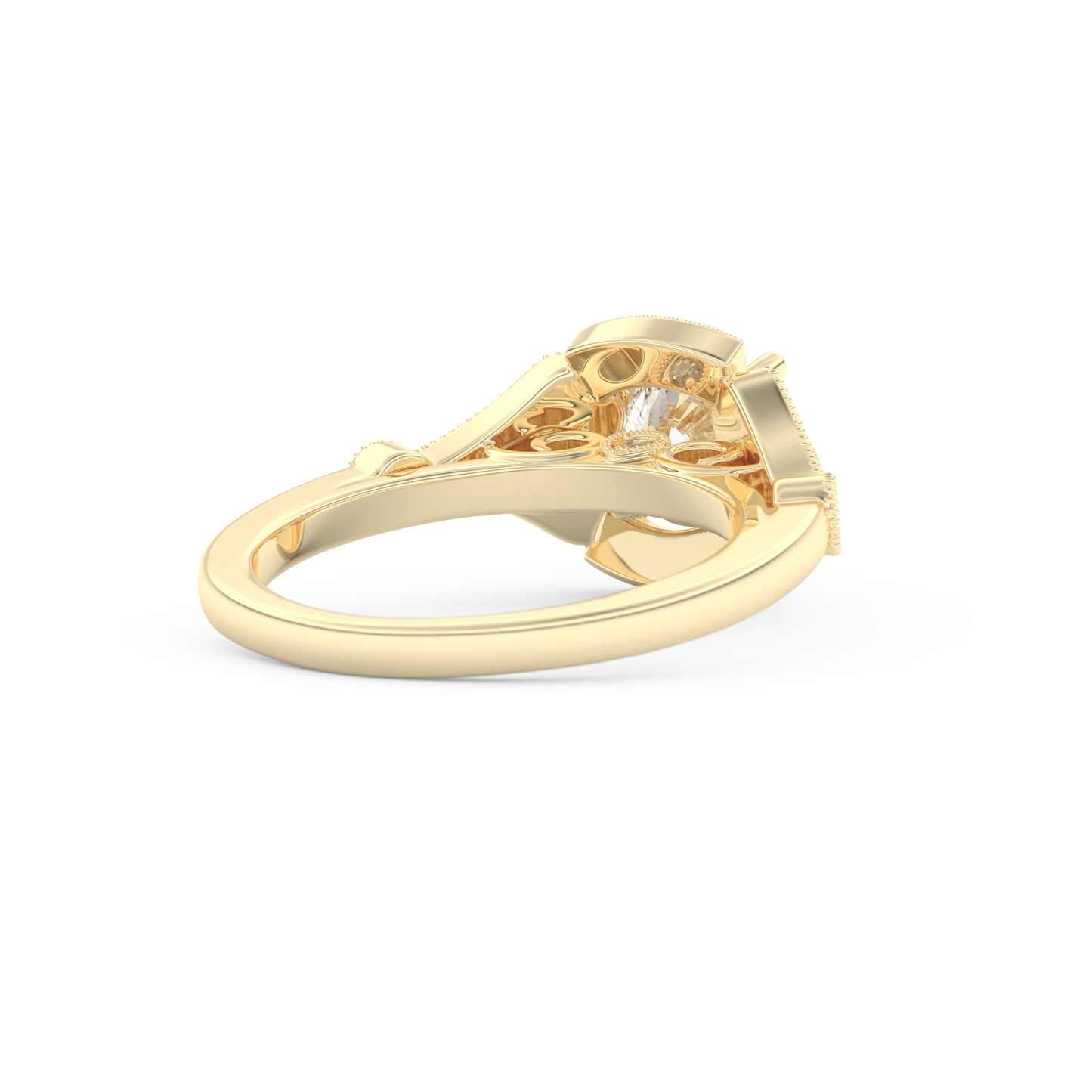 Round Cut 1 Carat Moissanite Ring – Pave Setting in Gold