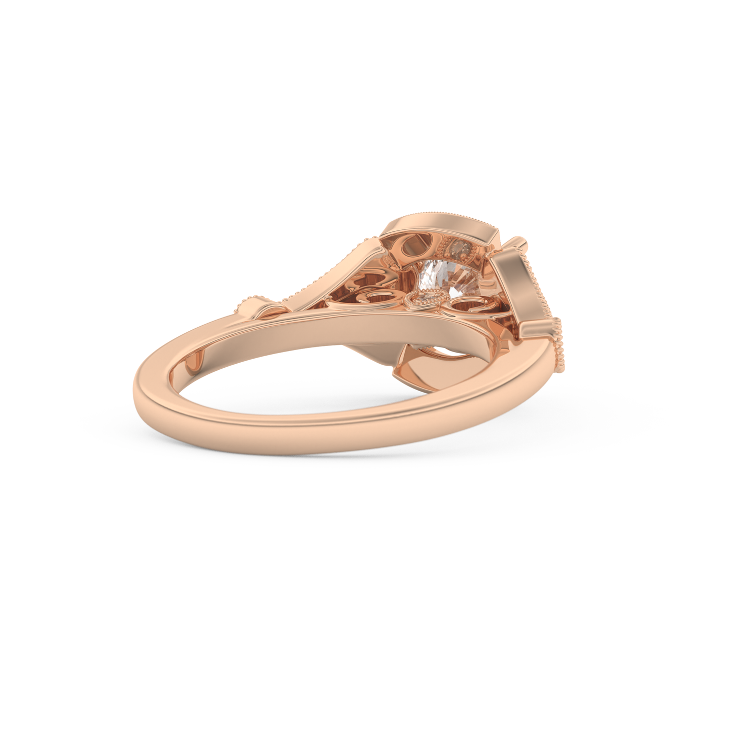 Round Cut 1 Carat Moissanite Ring – Pave Setting in Gold