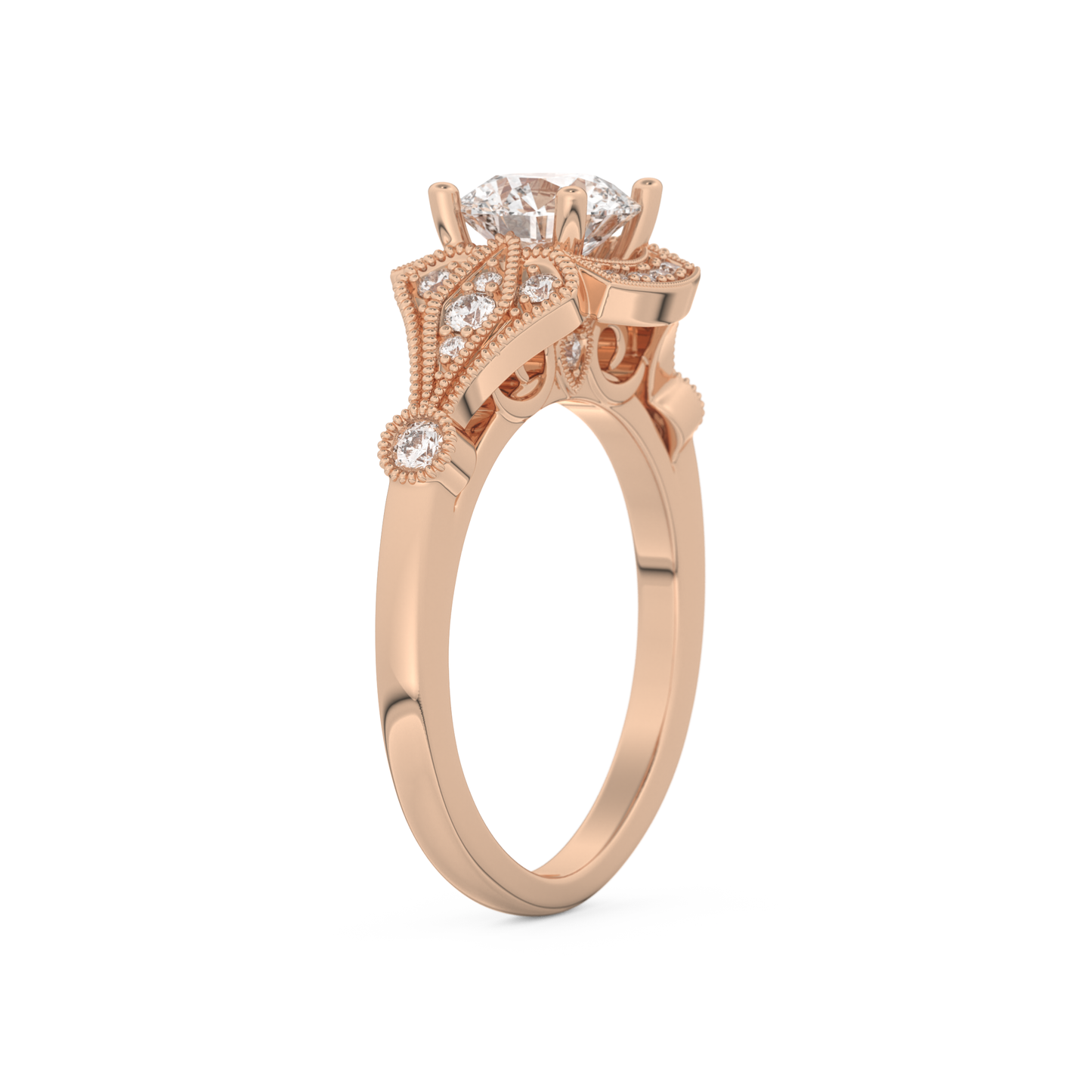 Round Cut 1 Carat Moissanite Ring – Pave Setting in Gold