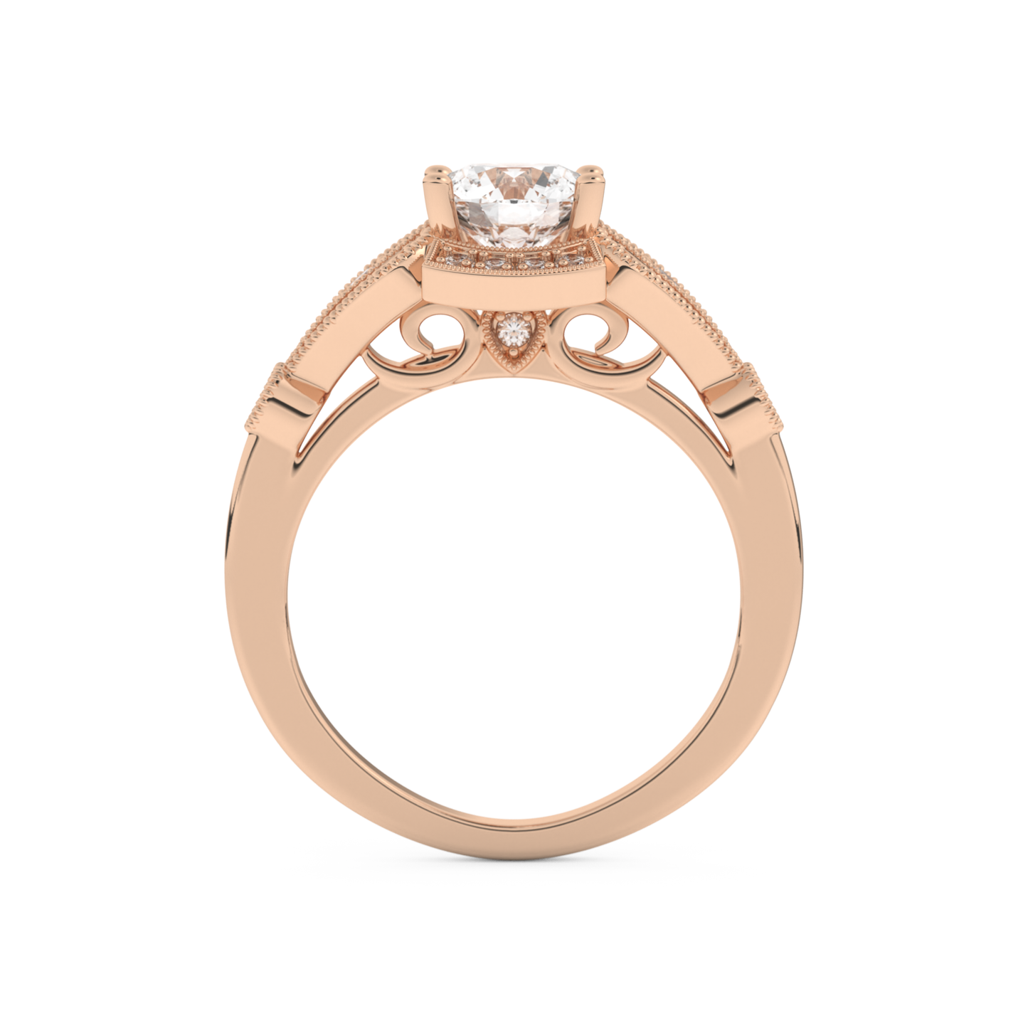 Round Cut 1 Carat Moissanite Ring – Pave Setting in Gold