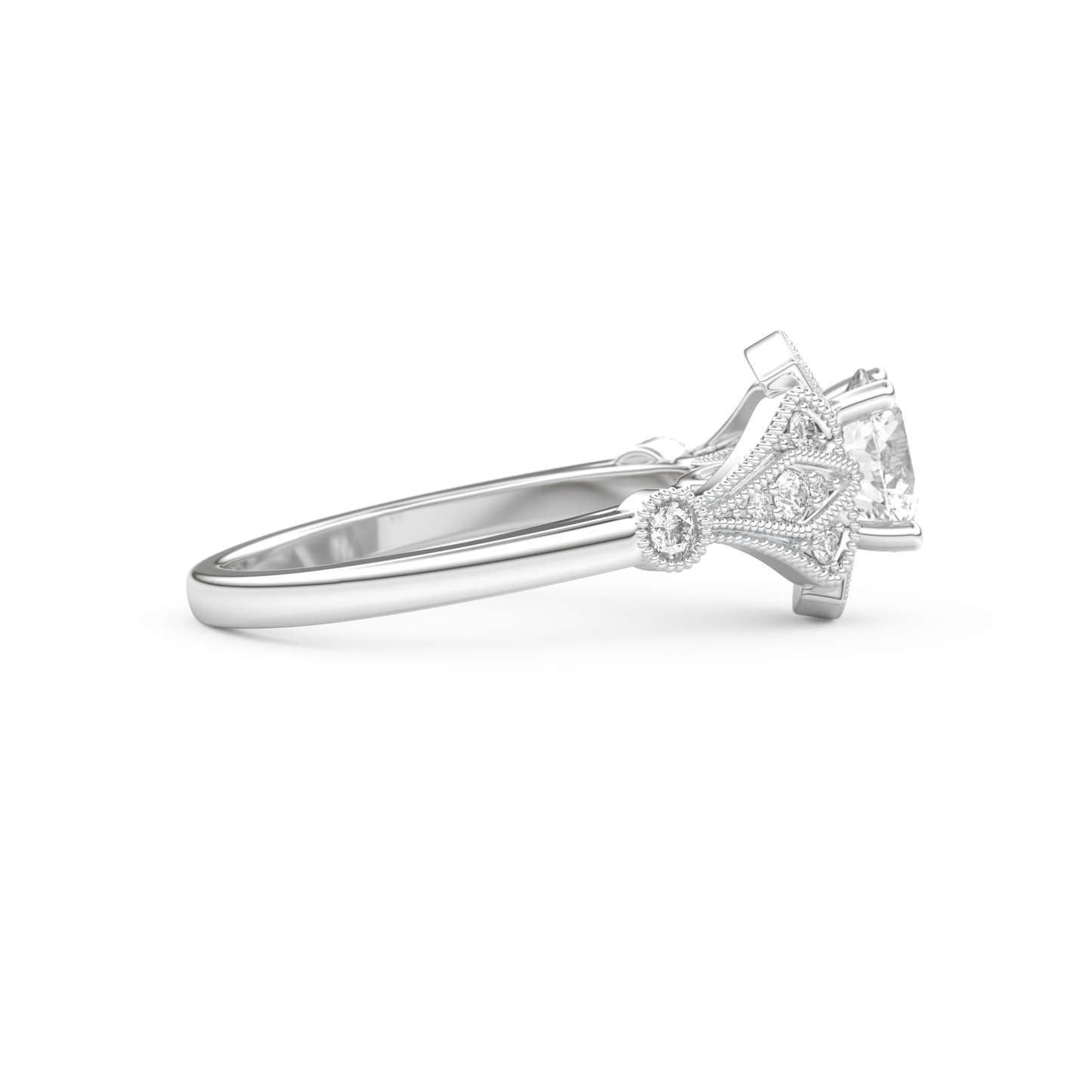 Round Cut 1 Carat Moissanite Ring – Pave Setting in Gold