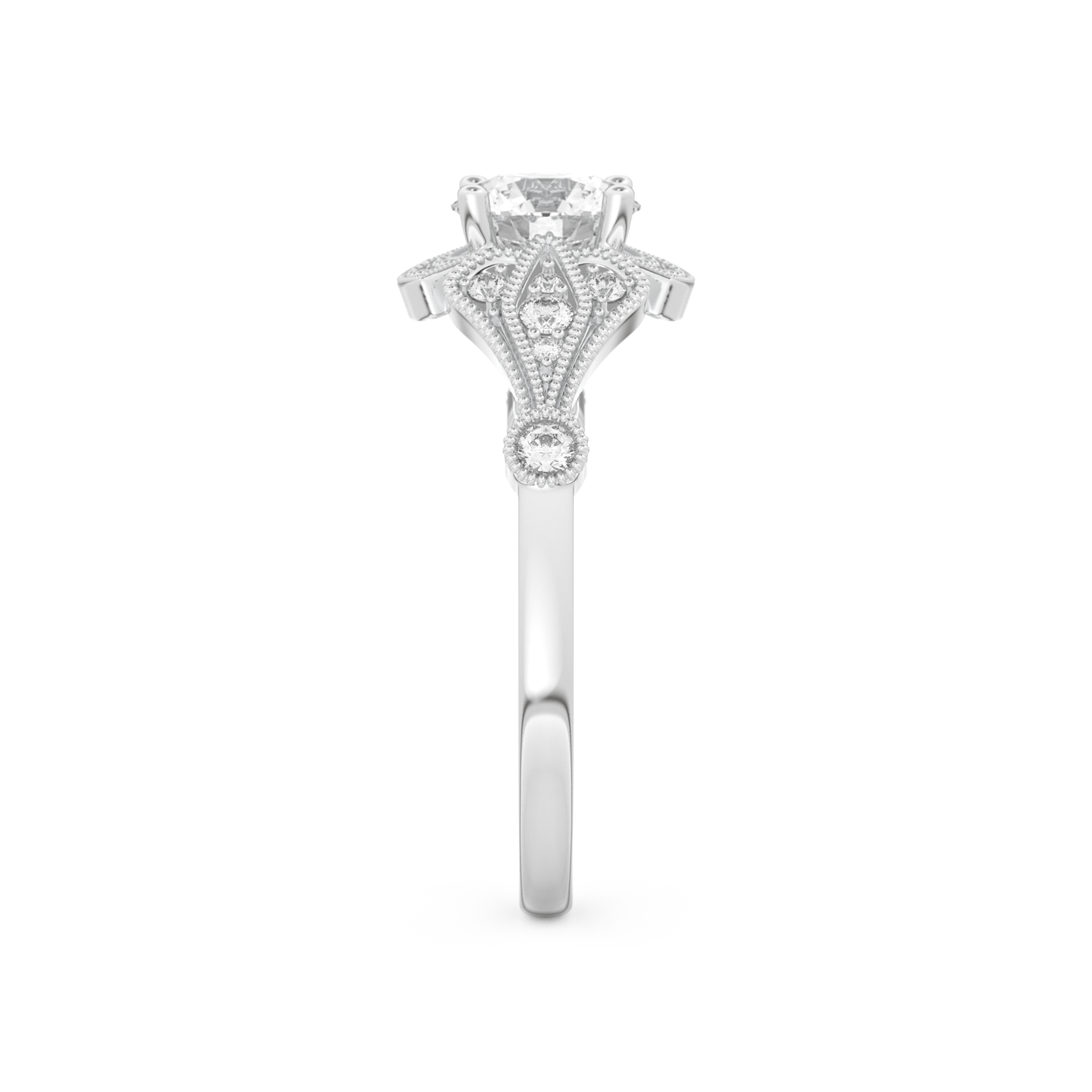 Round Cut 1 Carat Moissanite Ring – Pave Setting in Gold