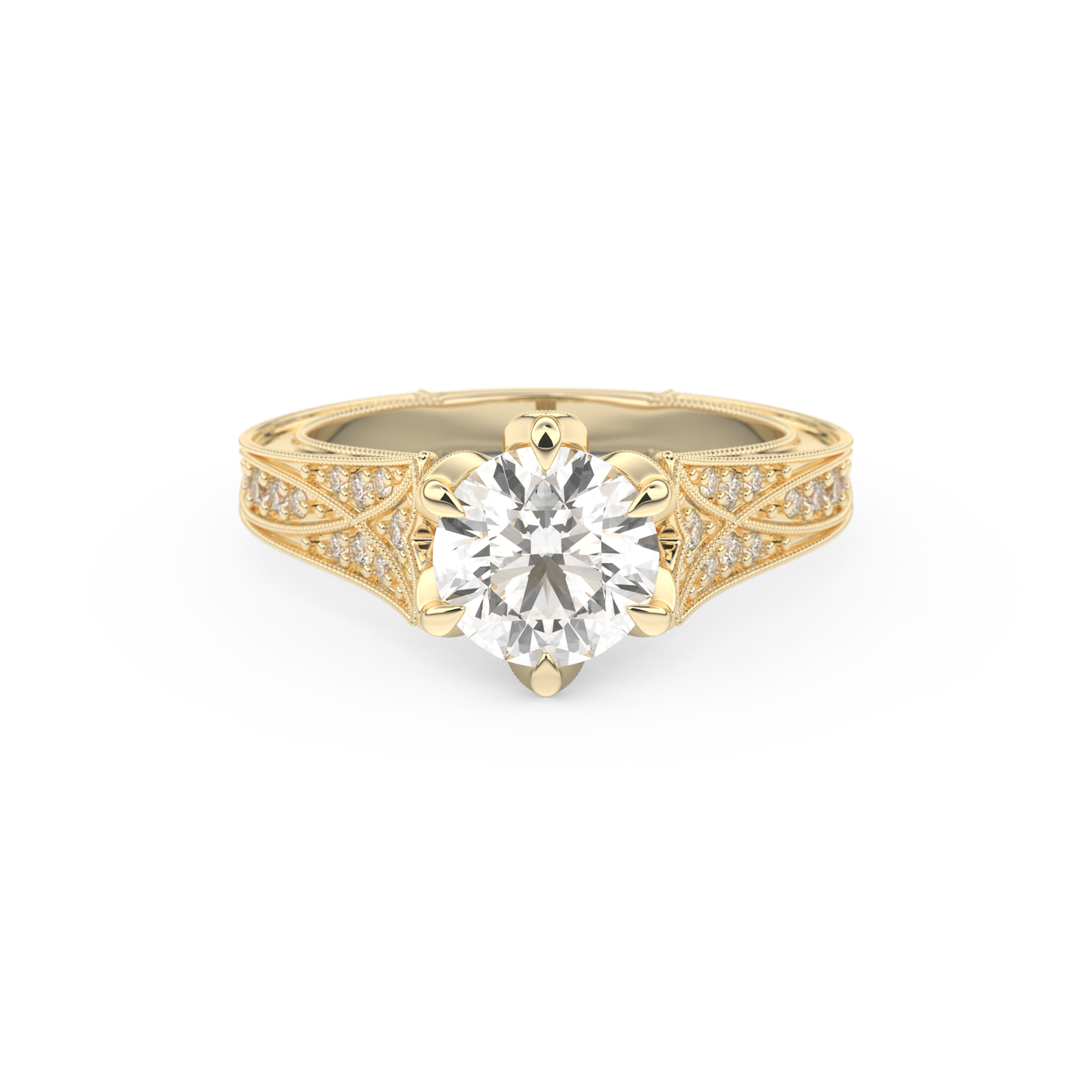 Round Cut 1.52 Carat Moissanite Ring – Pave Setting in Gold