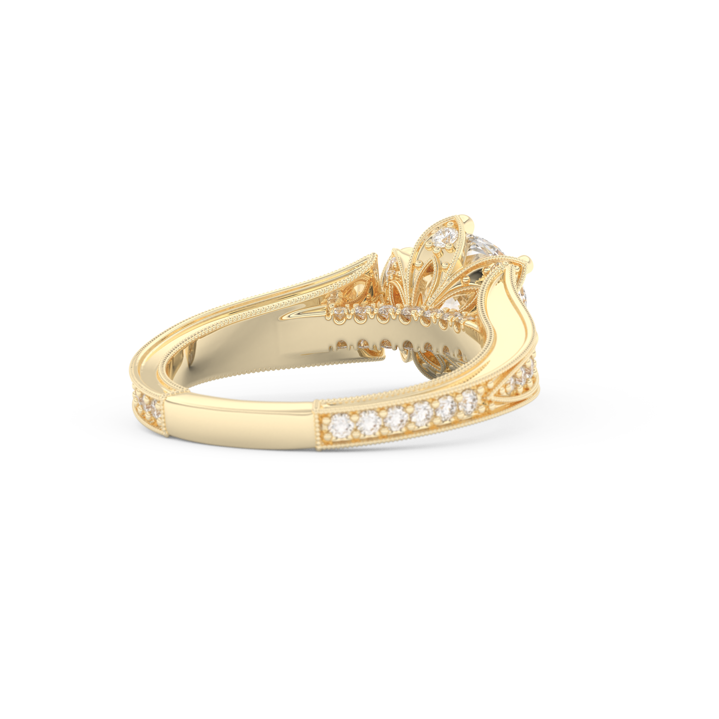 Round Cut 1.52 Carat Moissanite Ring – Pave Setting in Gold