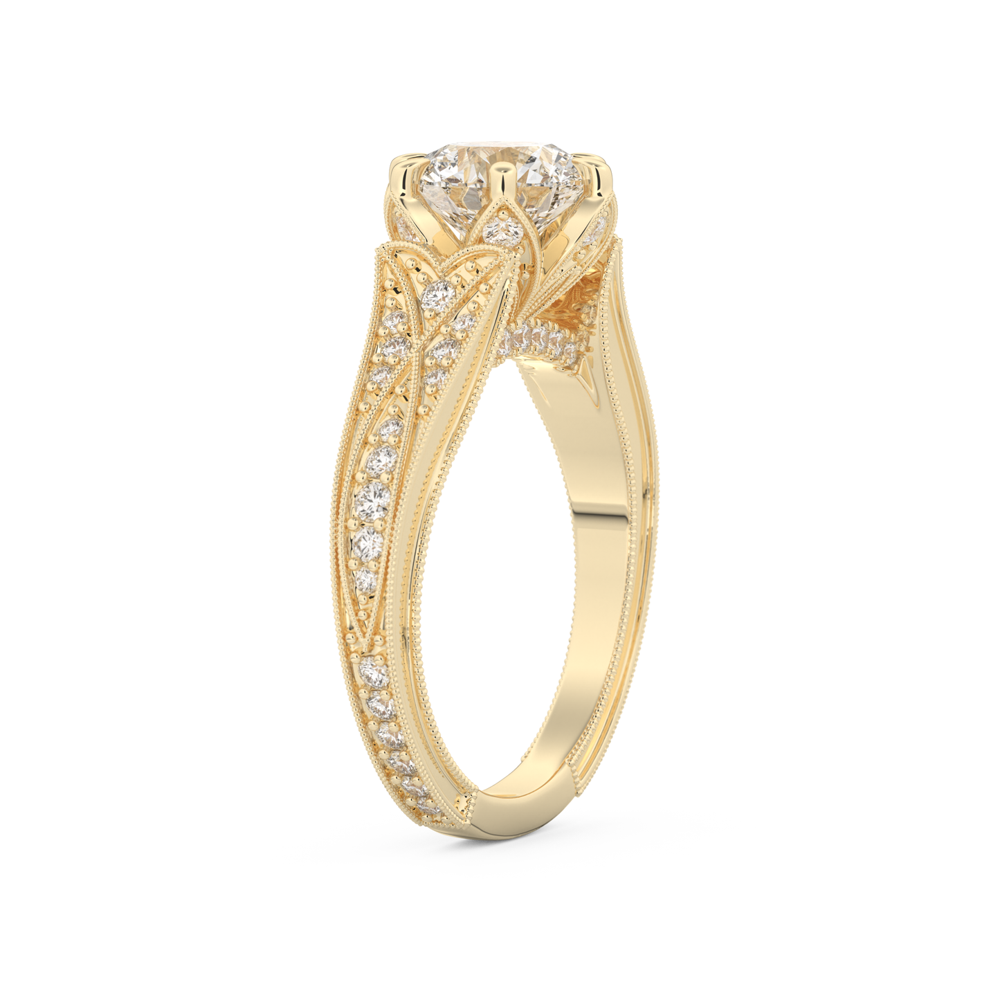 Round Cut 1.52 Carat Moissanite Ring – Pave Setting in Gold
