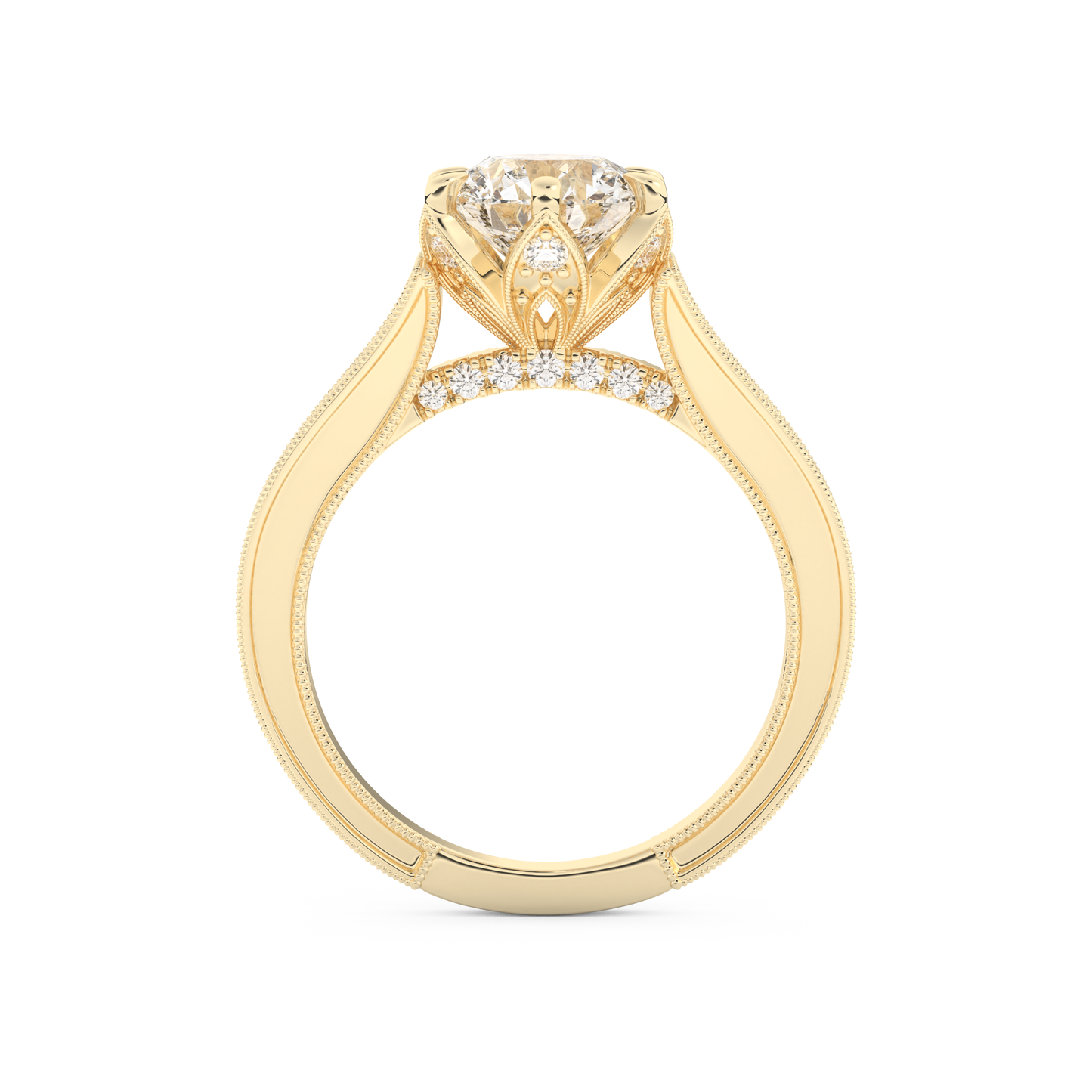 Round Cut 1.52 Carat Moissanite Ring – Pave Setting in Gold