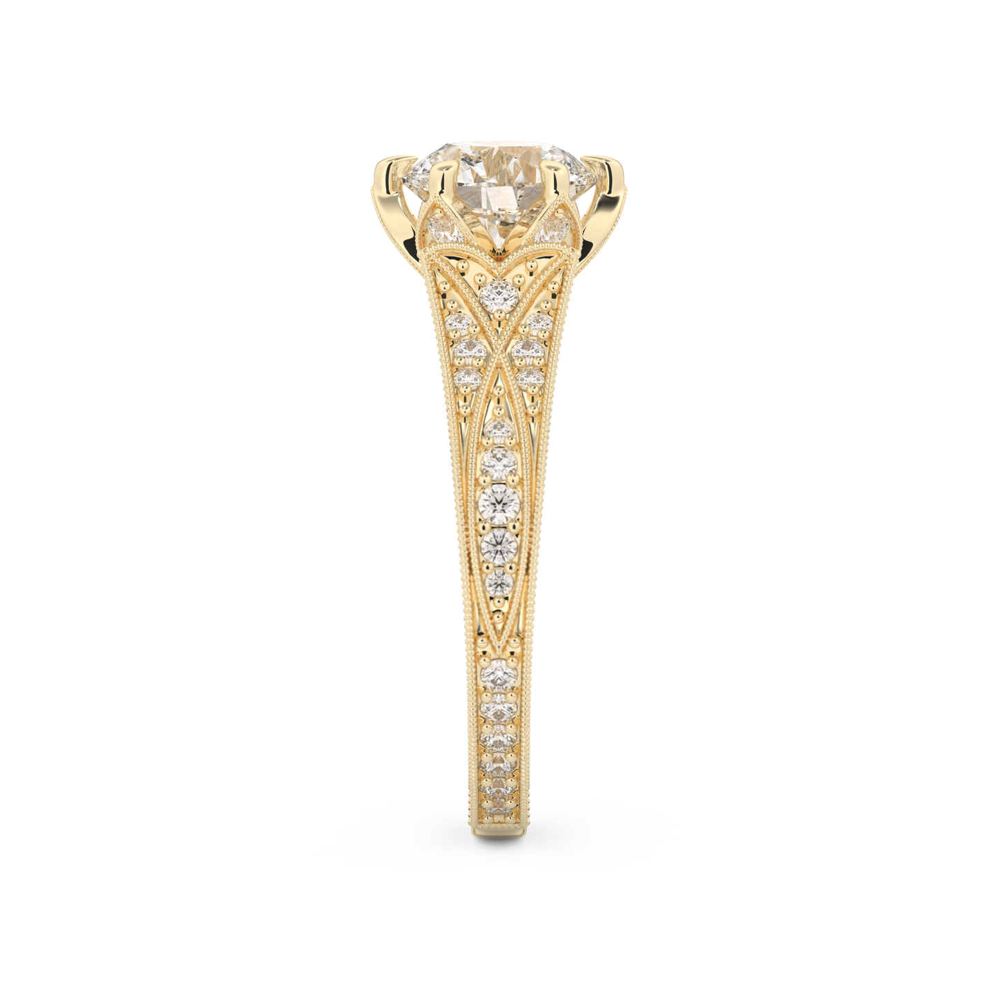 Round Cut 1.52 Carat Moissanite Ring – Pave Setting in Gold