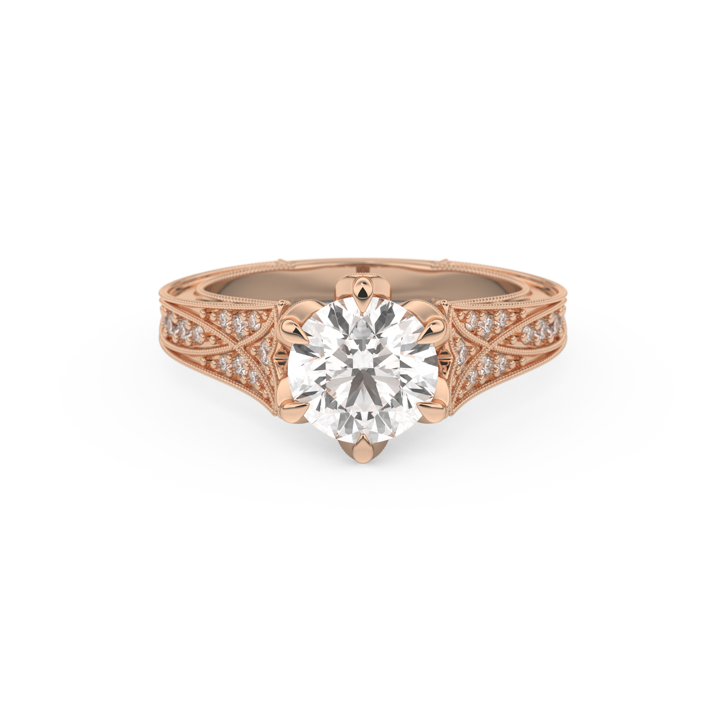 Round Cut 1.52 Carat Moissanite Ring – Pave Setting in Gold