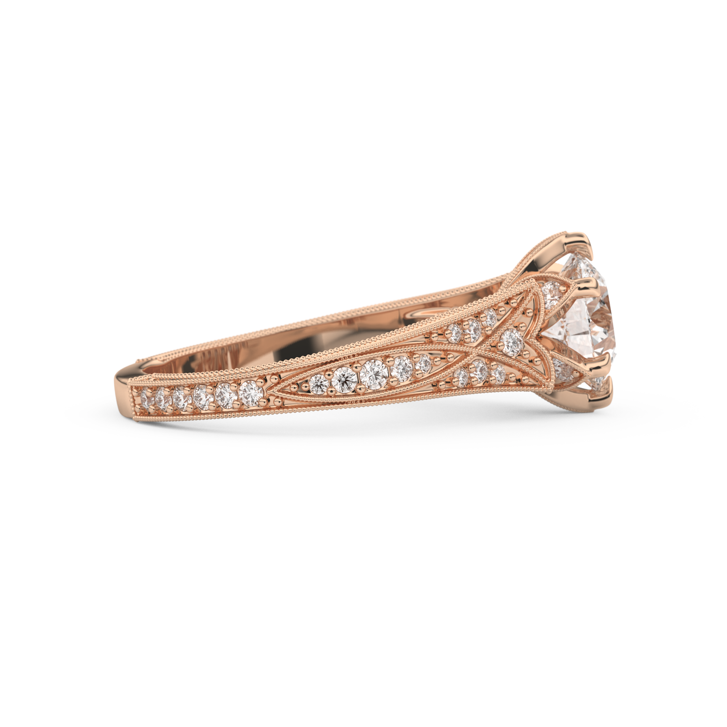 Round Cut 1.52 Carat Moissanite Ring – Pave Setting in Gold