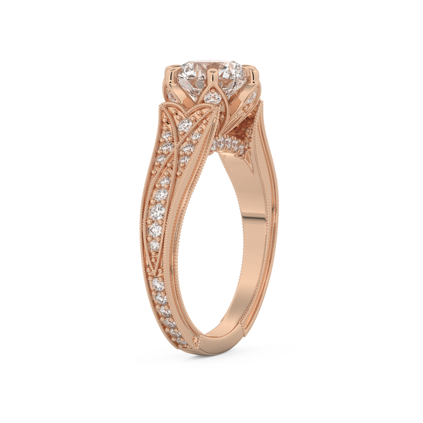 Round Cut 1.52 Carat Moissanite Ring – Pave Setting in Gold