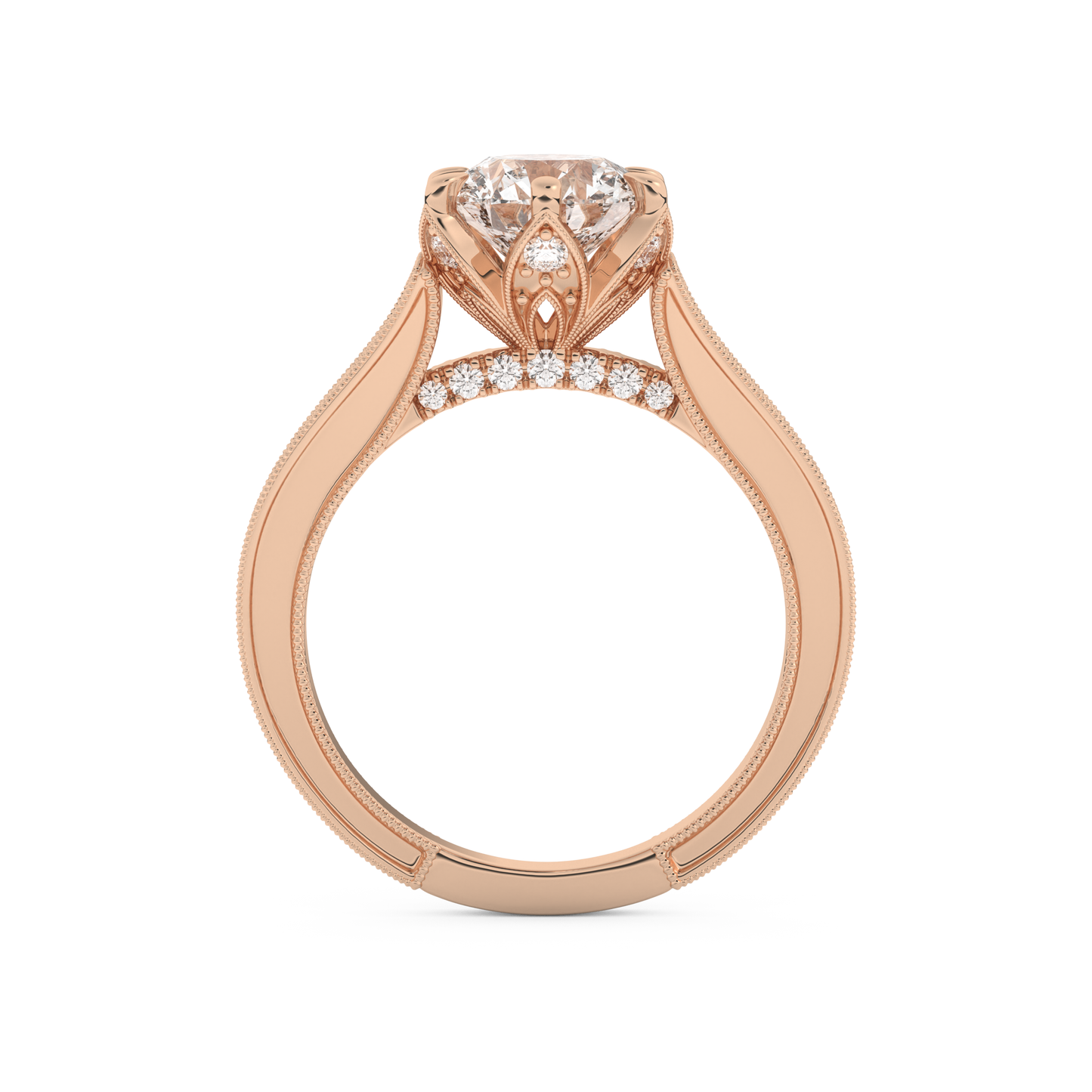 Round Cut 1.52 Carat Moissanite Ring – Pave Setting in Gold