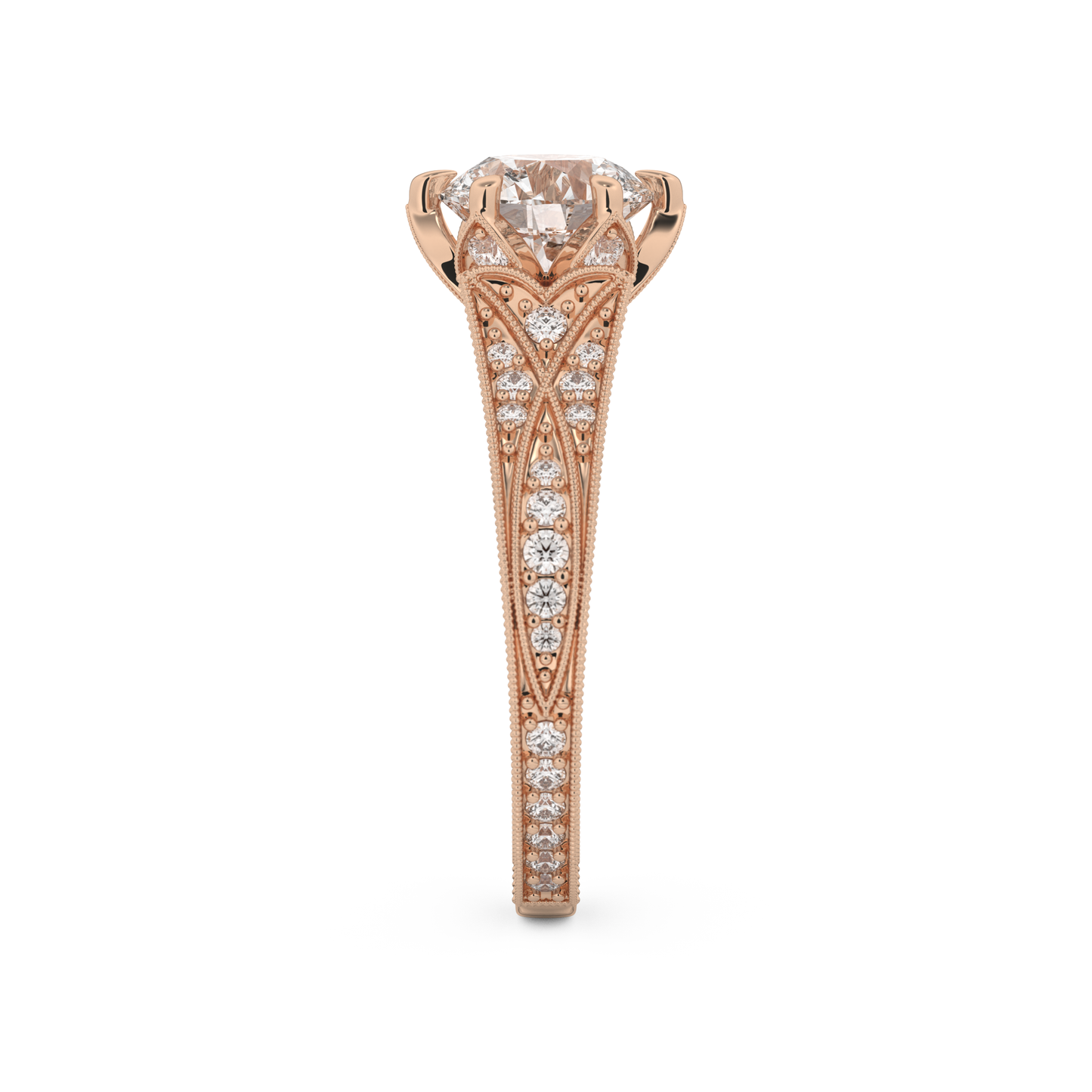Round Cut 1.52 Carat Moissanite Ring – Pave Setting in Gold