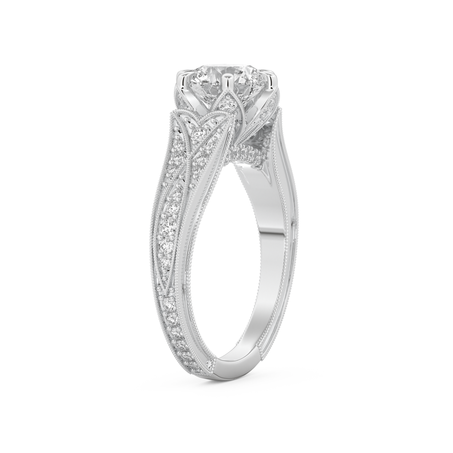 Round Cut 1.52 Carat Moissanite Ring – Pave Setting in Gold