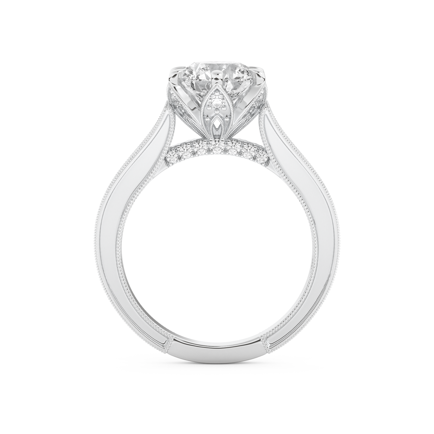 Round Cut 1.52 Carat Moissanite Ring – Pave Setting in Gold
