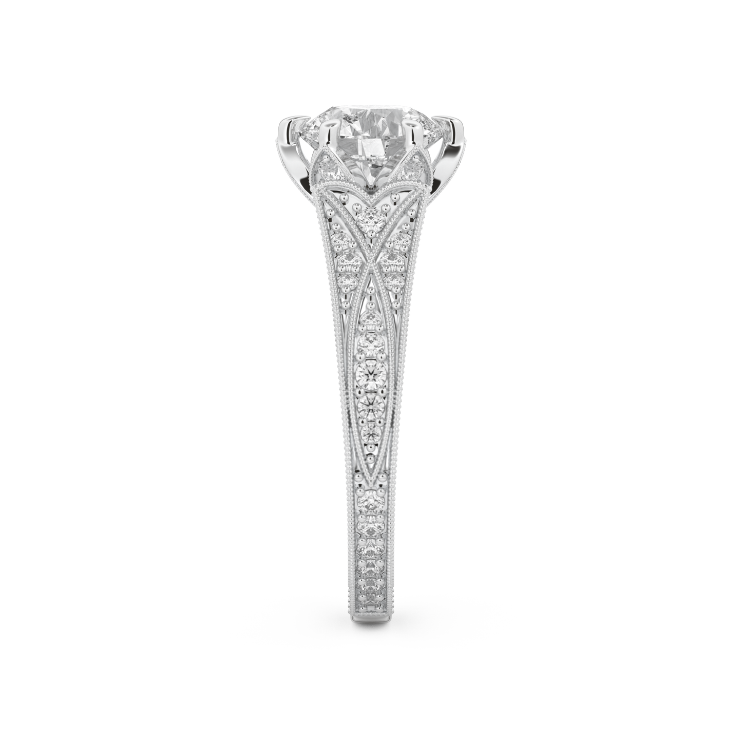 Round Cut 1.52 Carat Moissanite Ring – Pave Setting in Gold