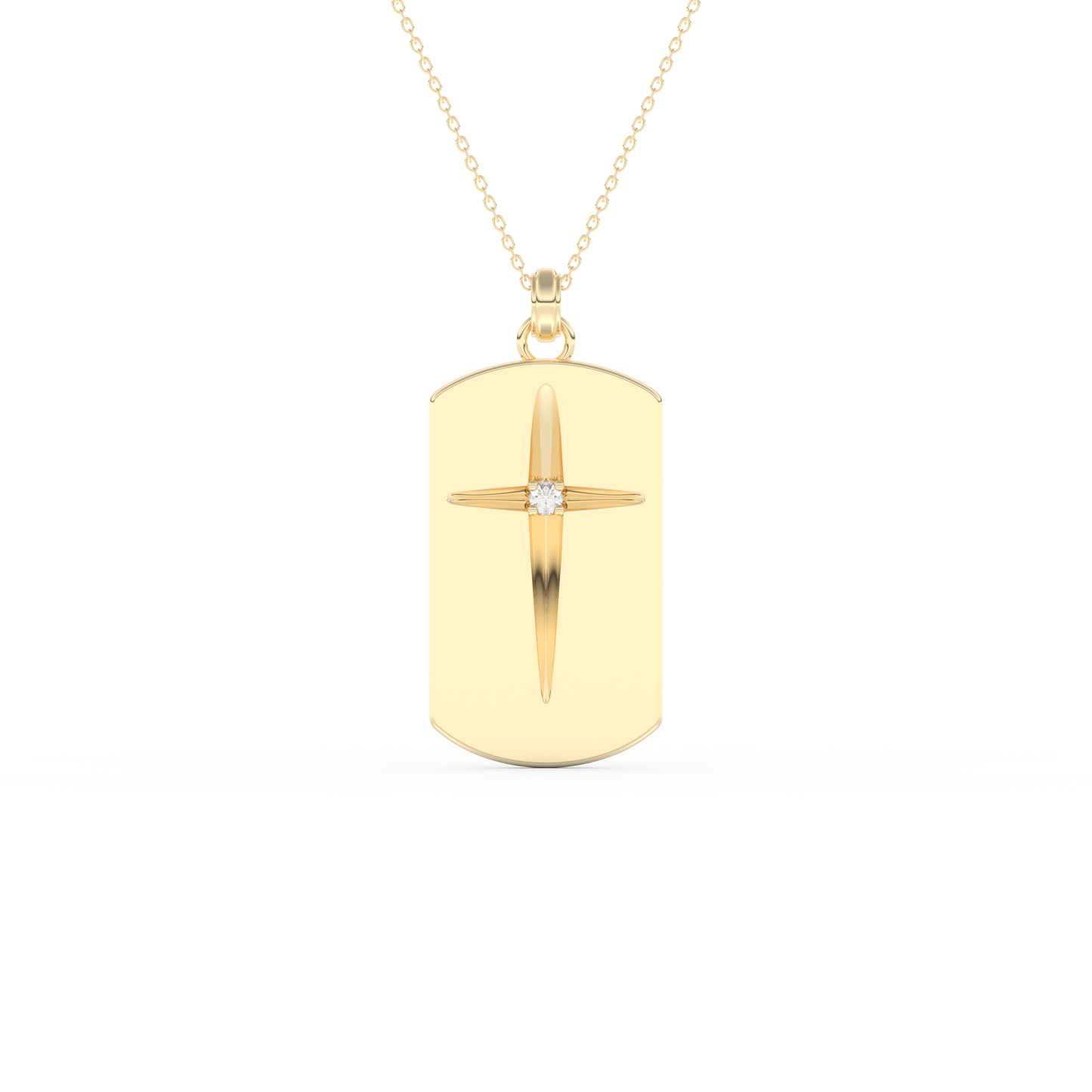 Stunning 0.6 CT Round Moissanite Diamond Cross Bar Necklace in Solid Gold