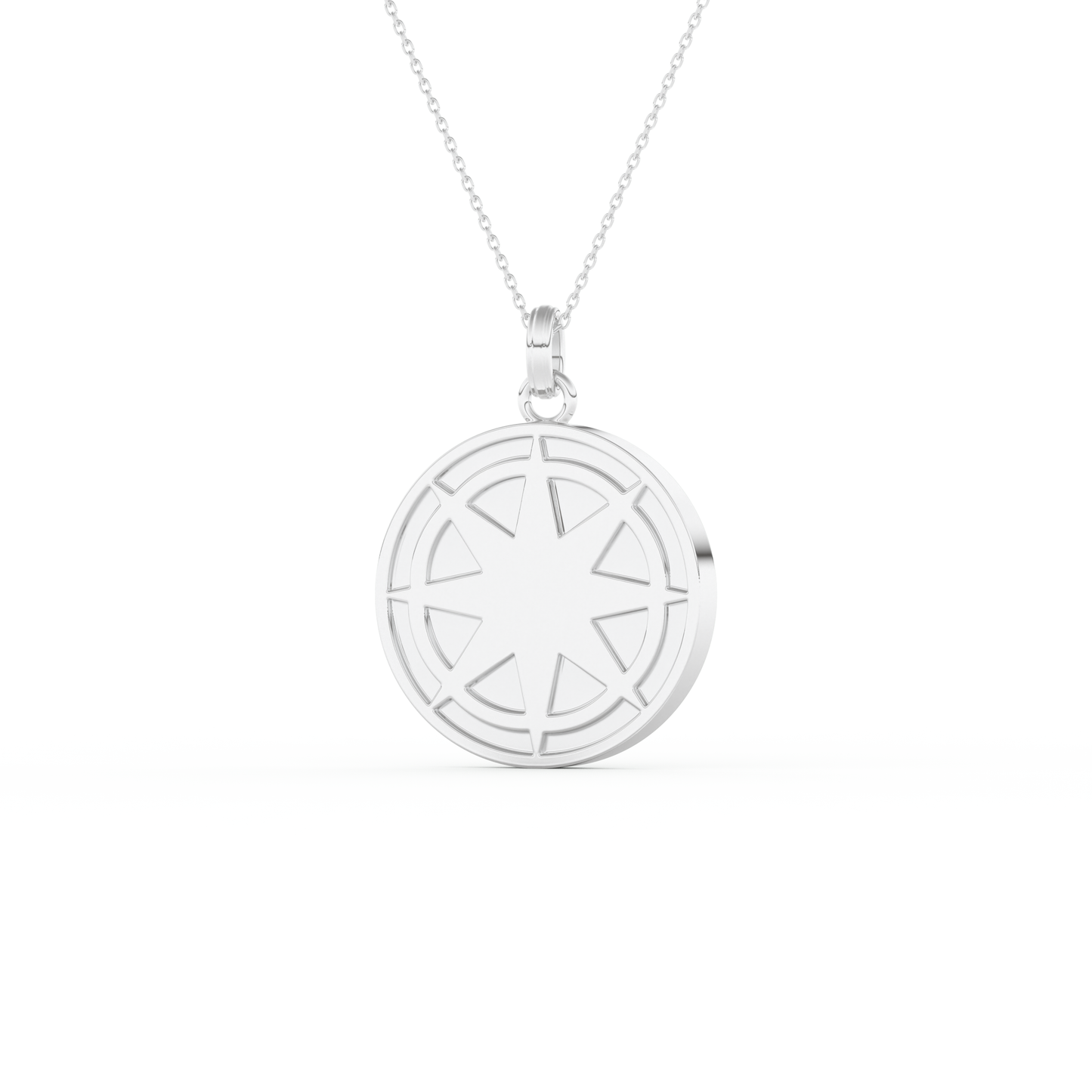 Stunning 0.09 CT Round Moissanite Diamond Compass Shaped Necklace in Solid Gold