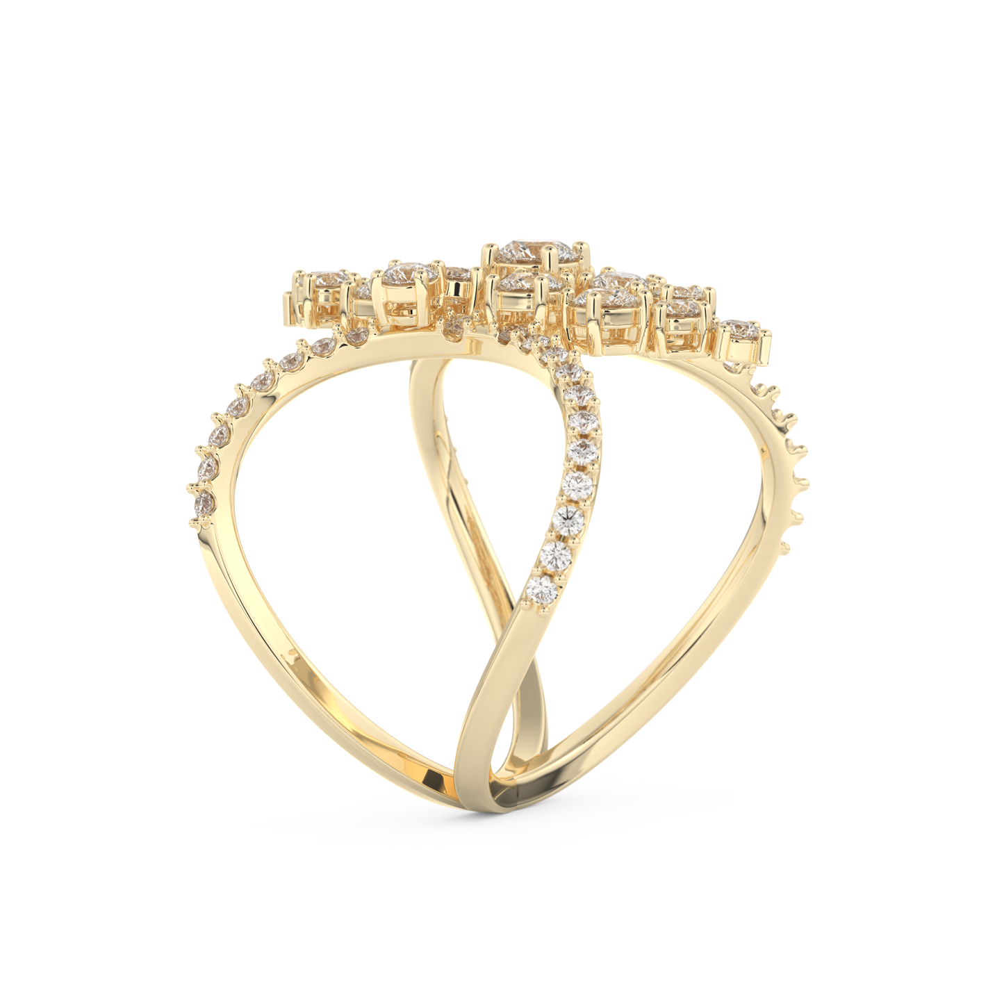 Multi Stones Style Wedding Band with 0.645 CT Round Cut Moissanite – Yellow, White, or Rose Gold