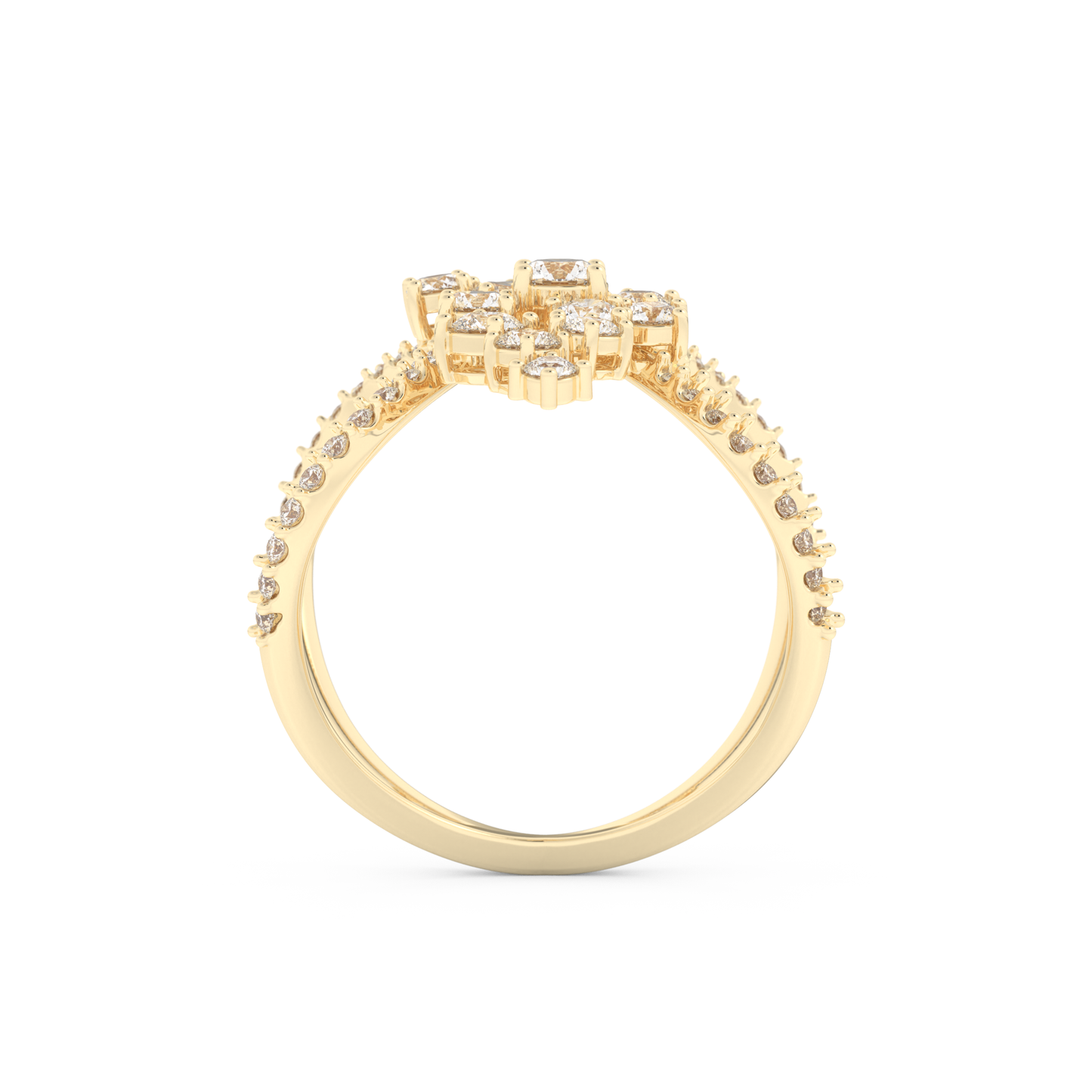 Multi Stones Style Wedding Band with 0.645 CT Round Cut Moissanite – Yellow, White, or Rose Gold