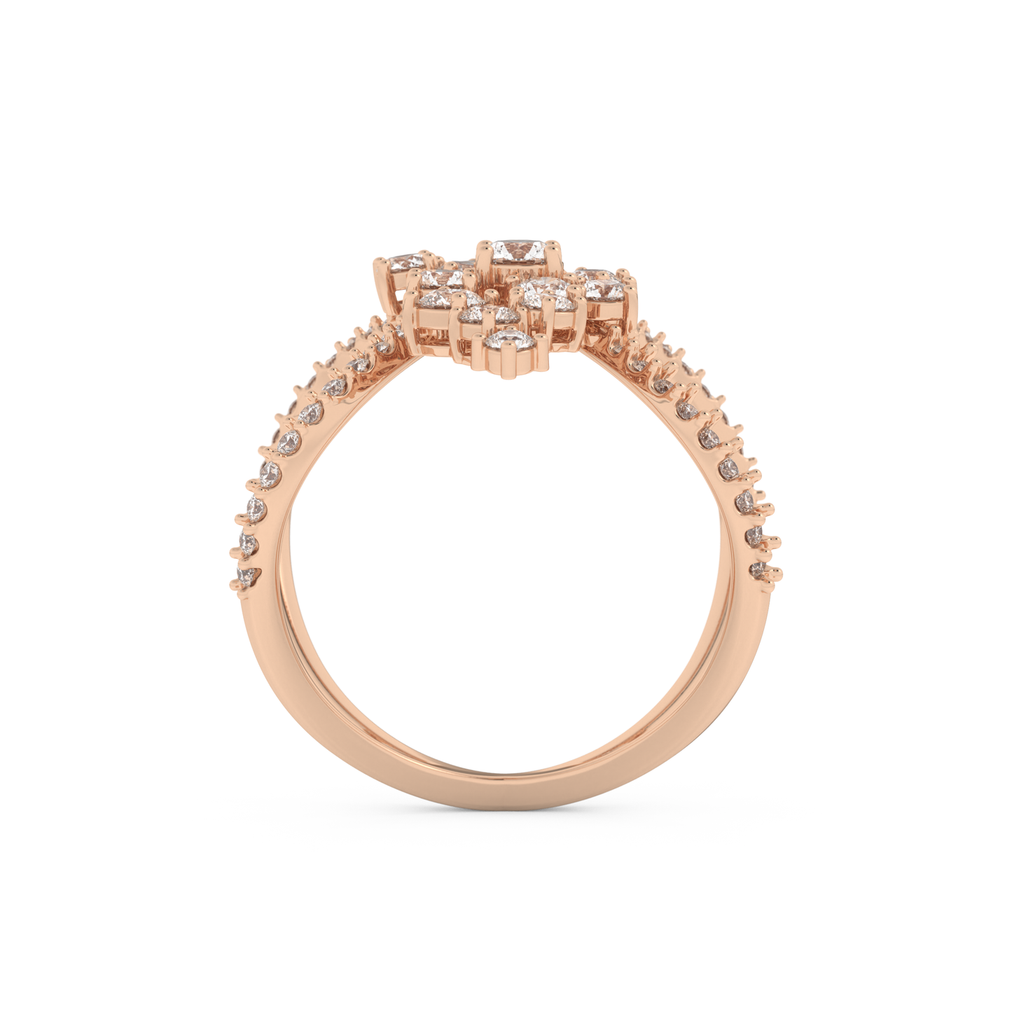 Multi Stones Style Wedding Band with 0.645 CT Round Cut Moissanite – Yellow, White, or Rose Gold
