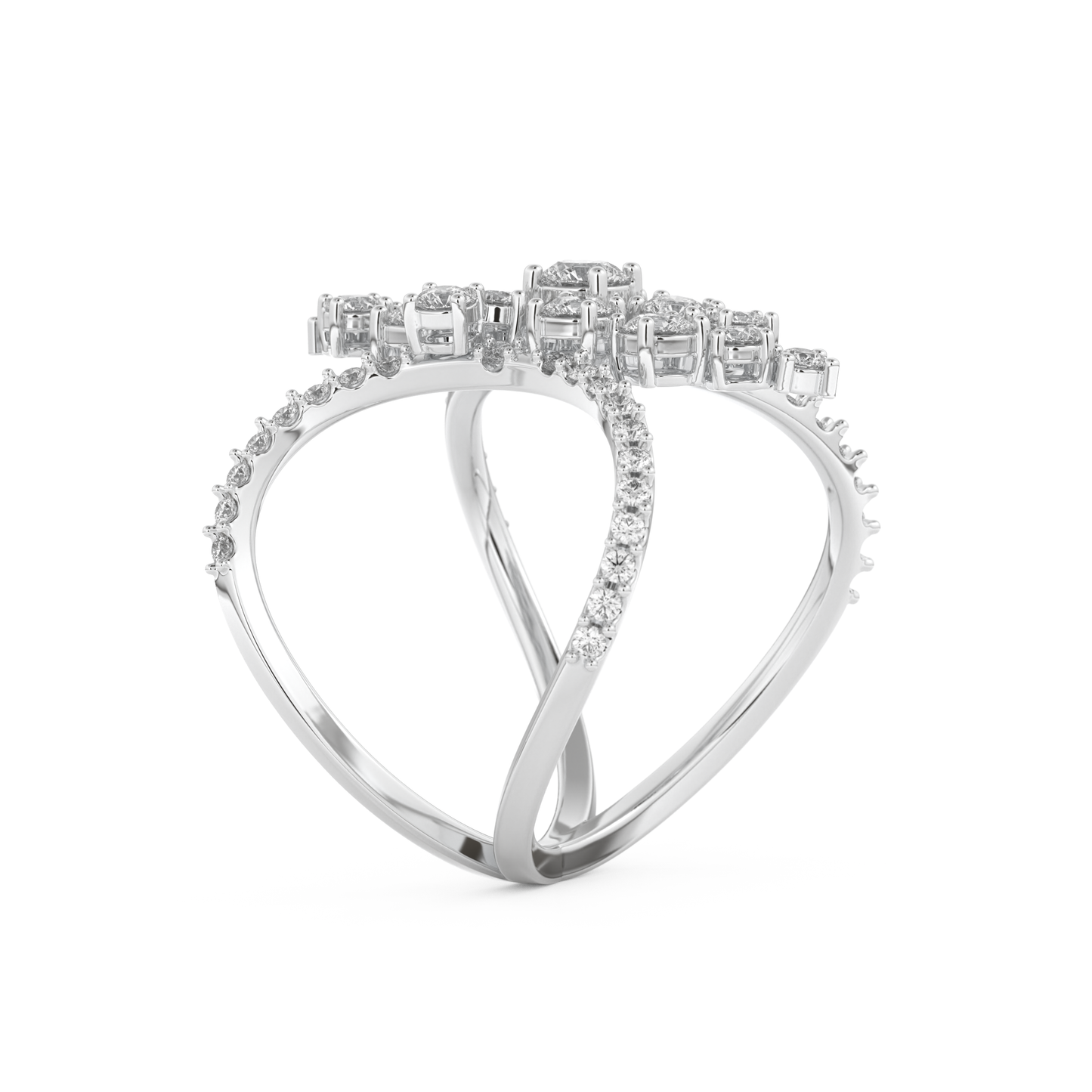 Multi Stones Style Wedding Band with 0.645 CT Round Cut Moissanite – Yellow, White, or Rose Gold