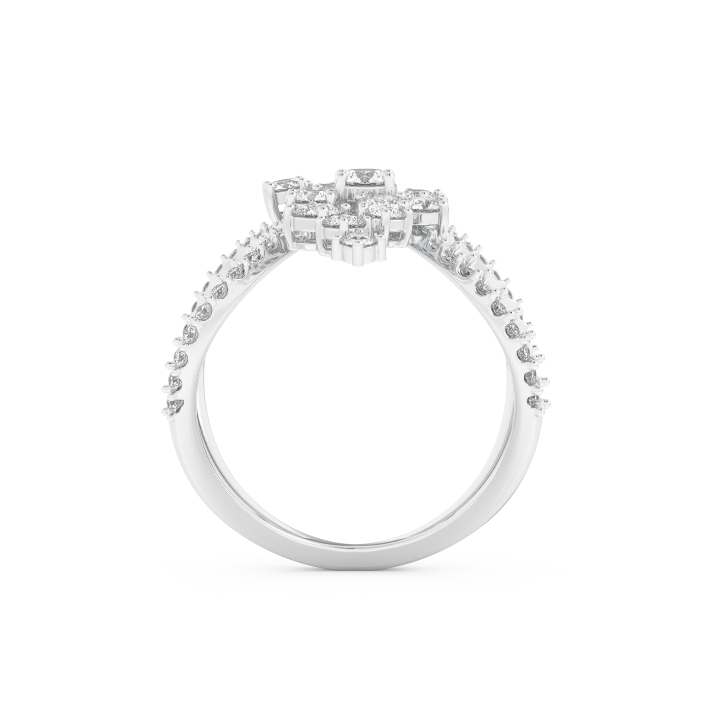 Multi Stones Style Wedding Band with 0.645 CT Round Cut Moissanite – Yellow, White, or Rose Gold