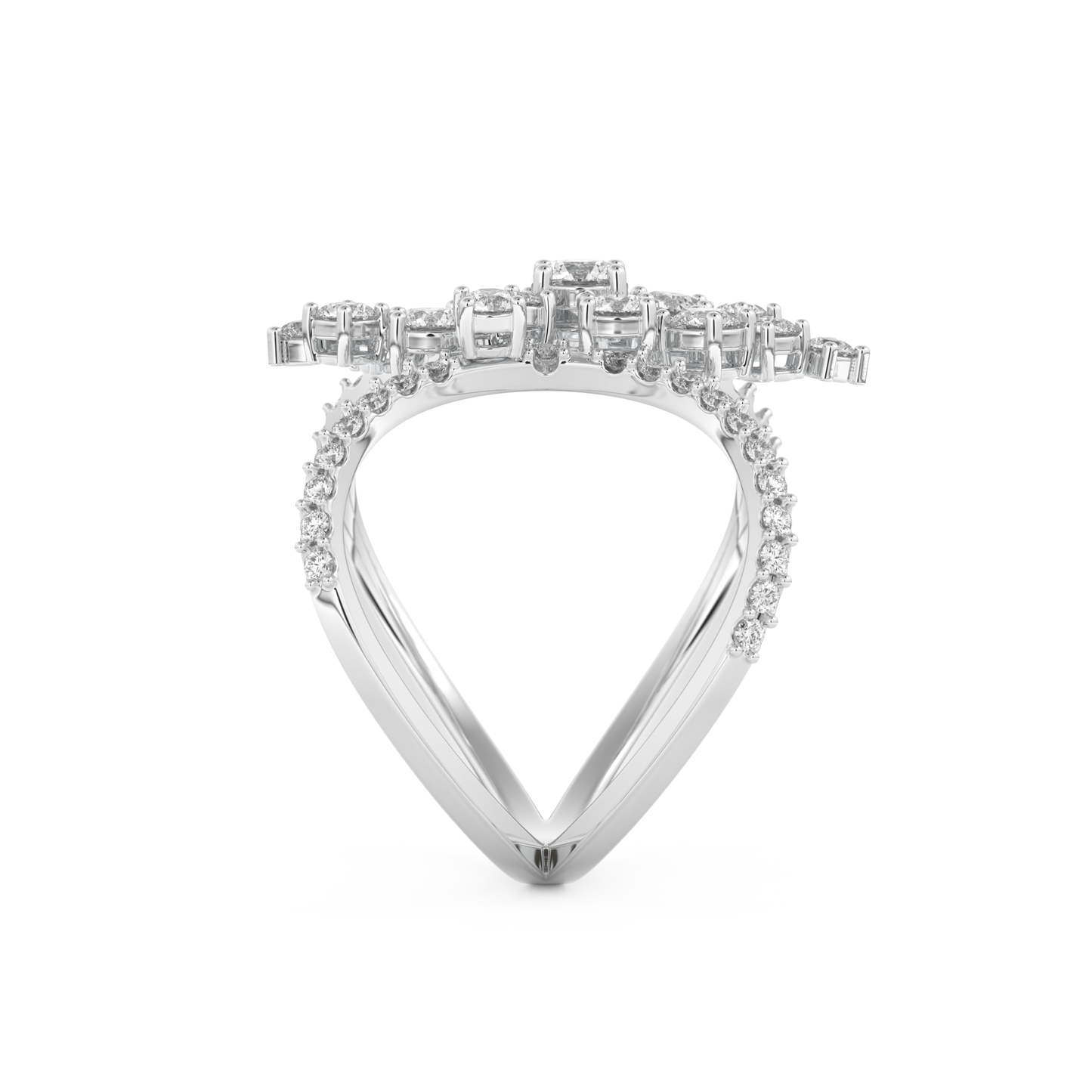 Multi Stones Style Wedding Band with 0.645 CT Round Cut Moissanite – Yellow, White, or Rose Gold
