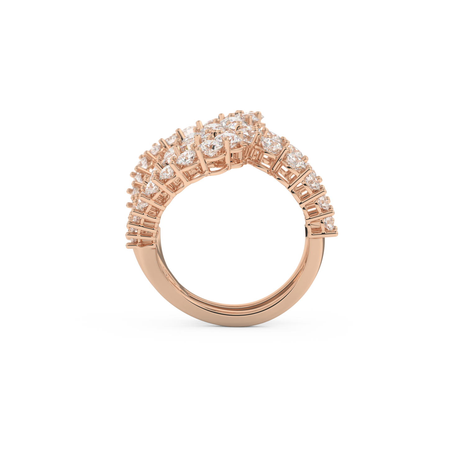 Curve and Multi Stones Design Wedding Band with 3.501 CT Round Cut Moissanite – Yellow, White, or Rose Gold