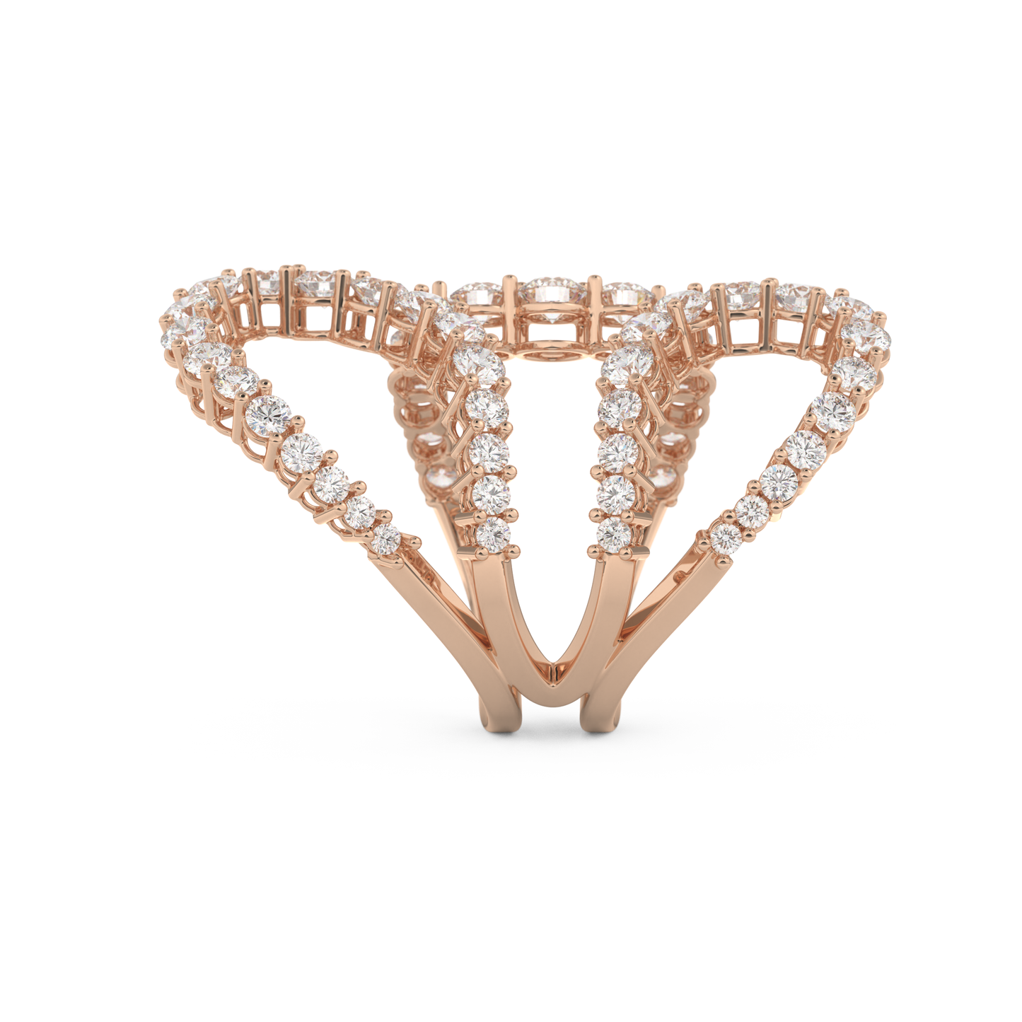 Curve and Multi Stones Design Wedding Band with 3.501 CT Round Cut Moissanite – Yellow, White, or Rose Gold