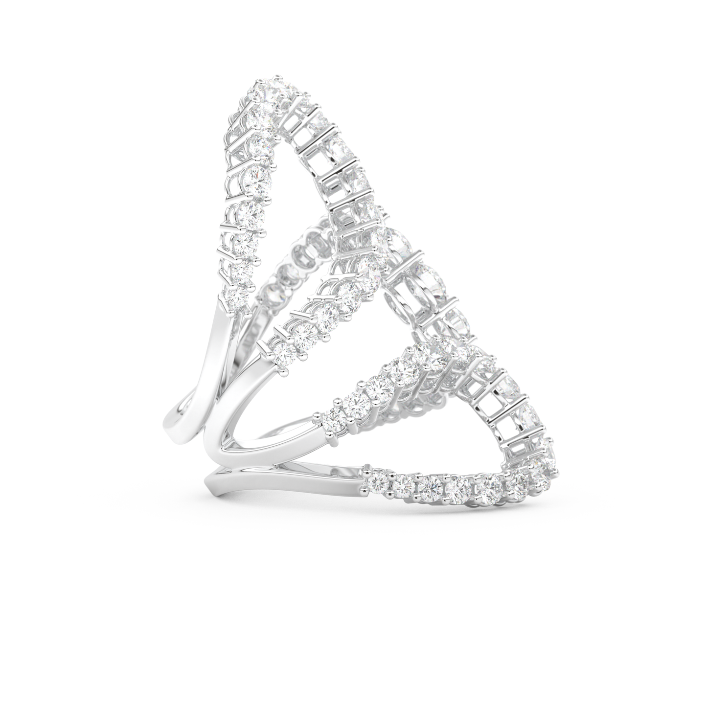 Curve and Multi Stones Design Wedding Band with 3.501 CT Round Cut Moissanite – Yellow, White, or Rose Gold