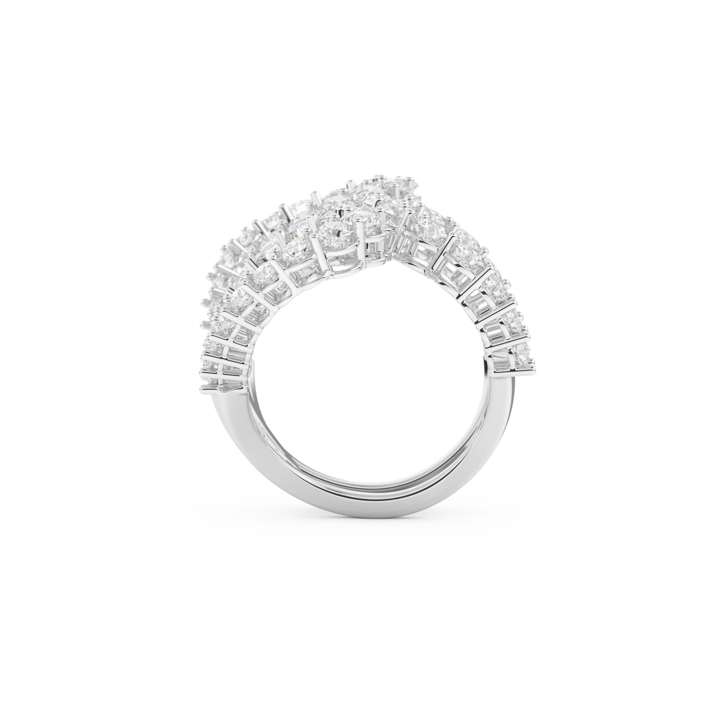 Curve and Multi Stones Design Wedding Band with 3.501 CT Round Cut Moissanite – Yellow, White, or Rose Gold