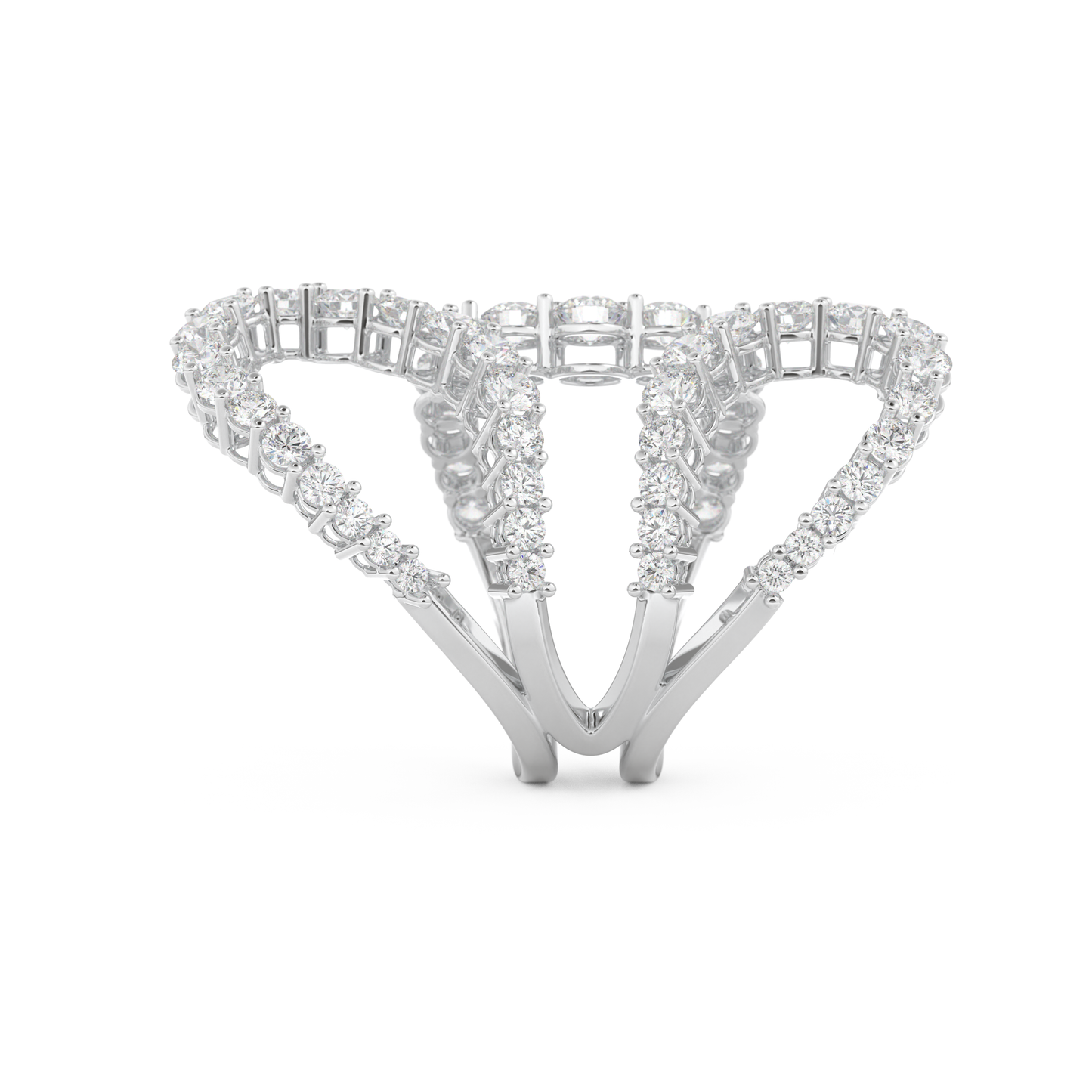 Curve and Multi Stones Design Wedding Band with 3.501 CT Round Cut Moissanite – Yellow, White, or Rose Gold