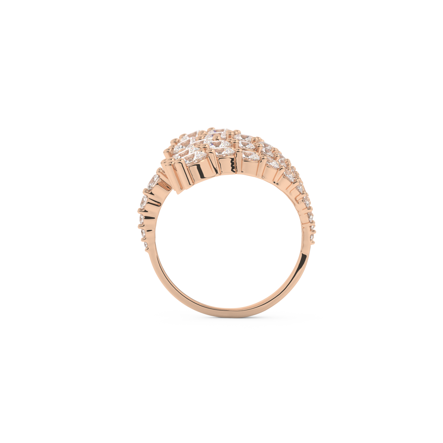 Floral and Multi Stones Wedding Band with 2.717 CT Round Cut Moissanite – Yellow, White, or Rose Gold (Copy)