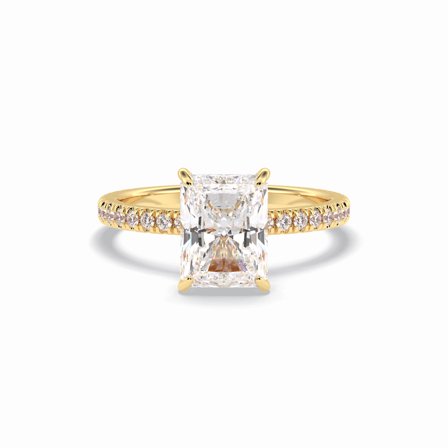 2.5 CT Radiant Cut Pave Style Moissanite Engagement Rings