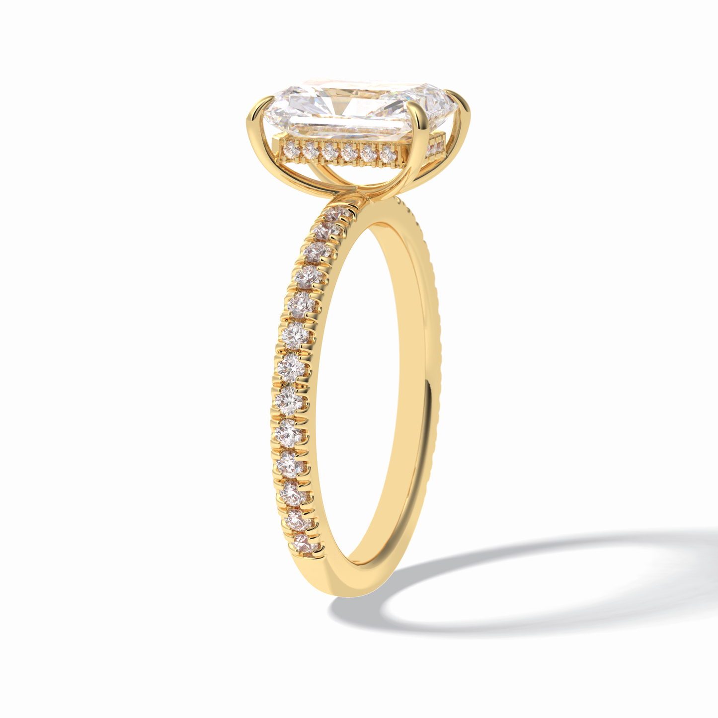 2.5 CT Radiant Cut Pave Style Moissanite Engagement Rings